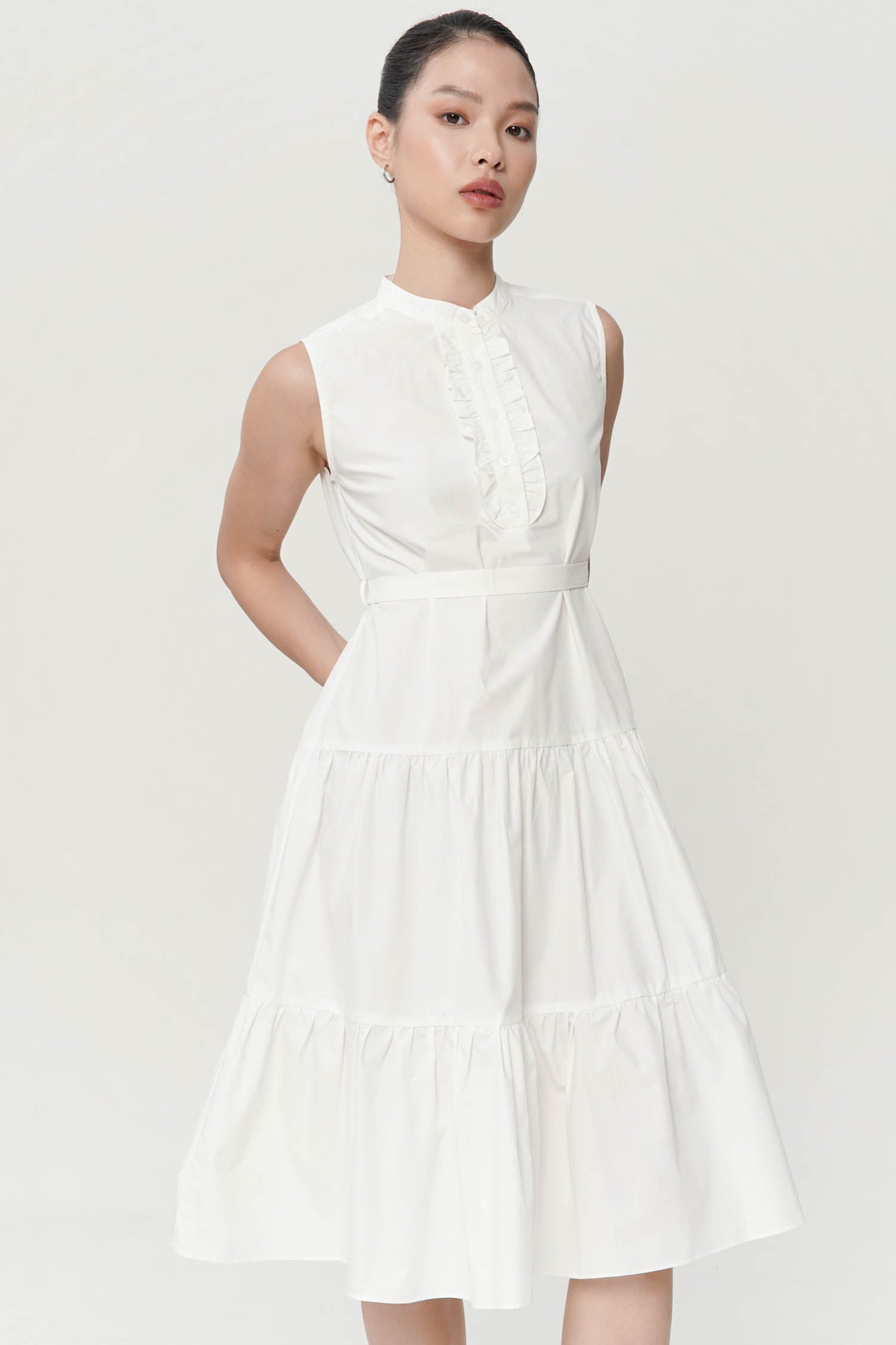 Belle Ruffle Dress In Broken White