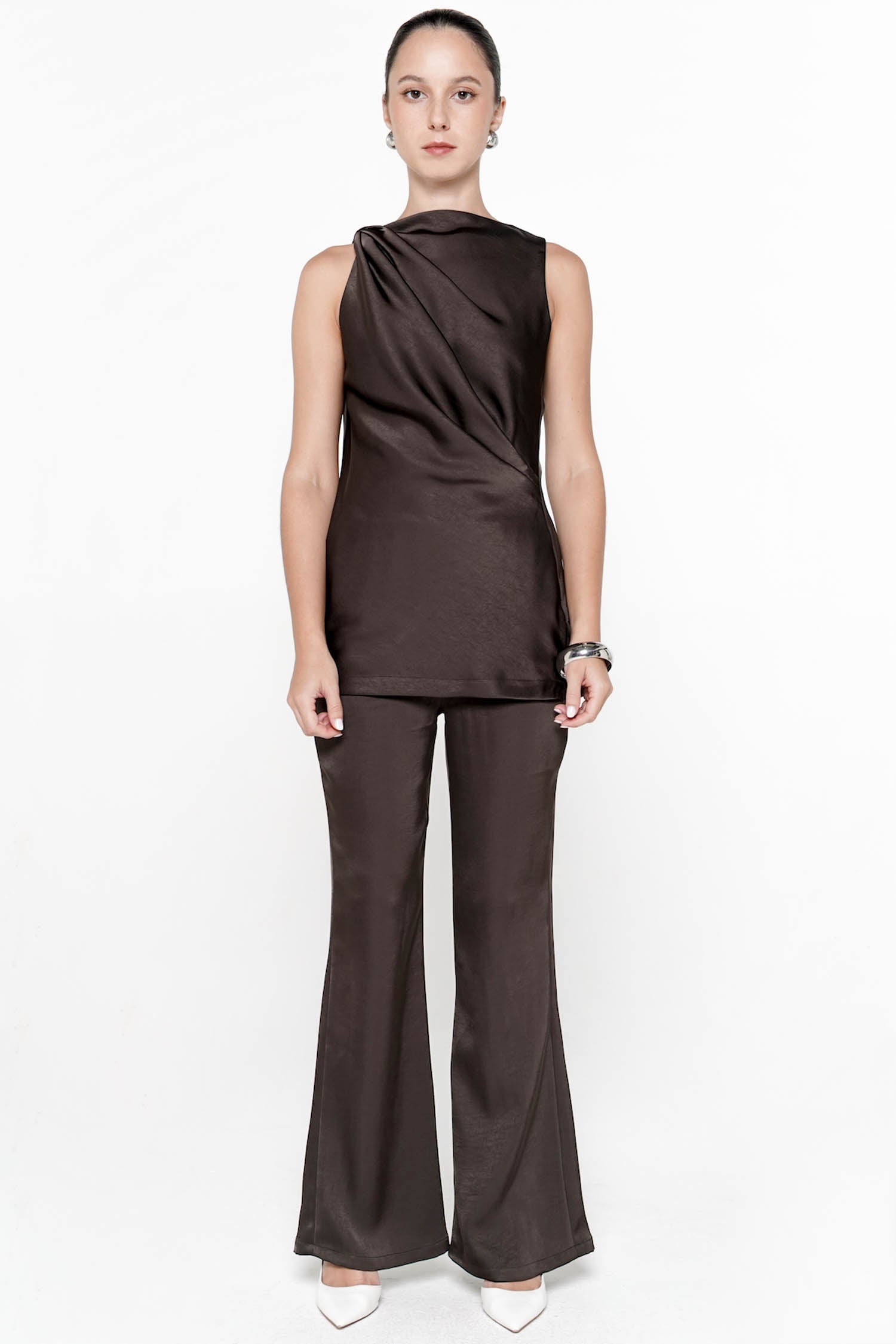 Serena Drape Top In Cocoa