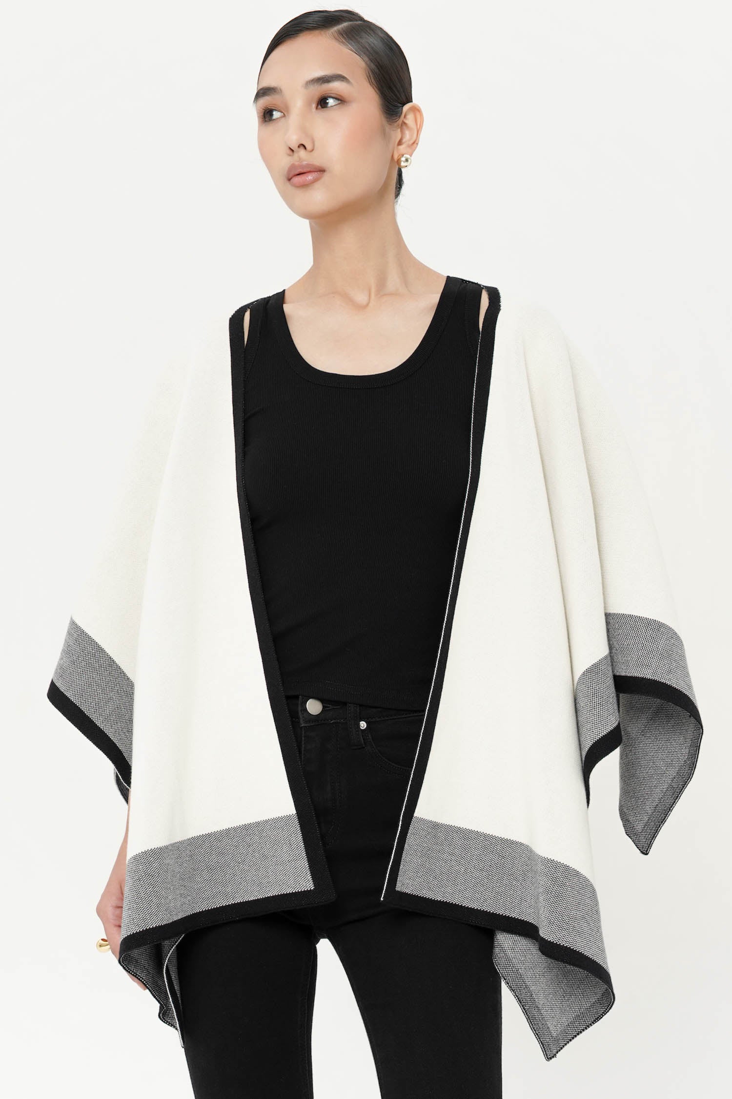 Norris Cape Shawl in Broken White Knit