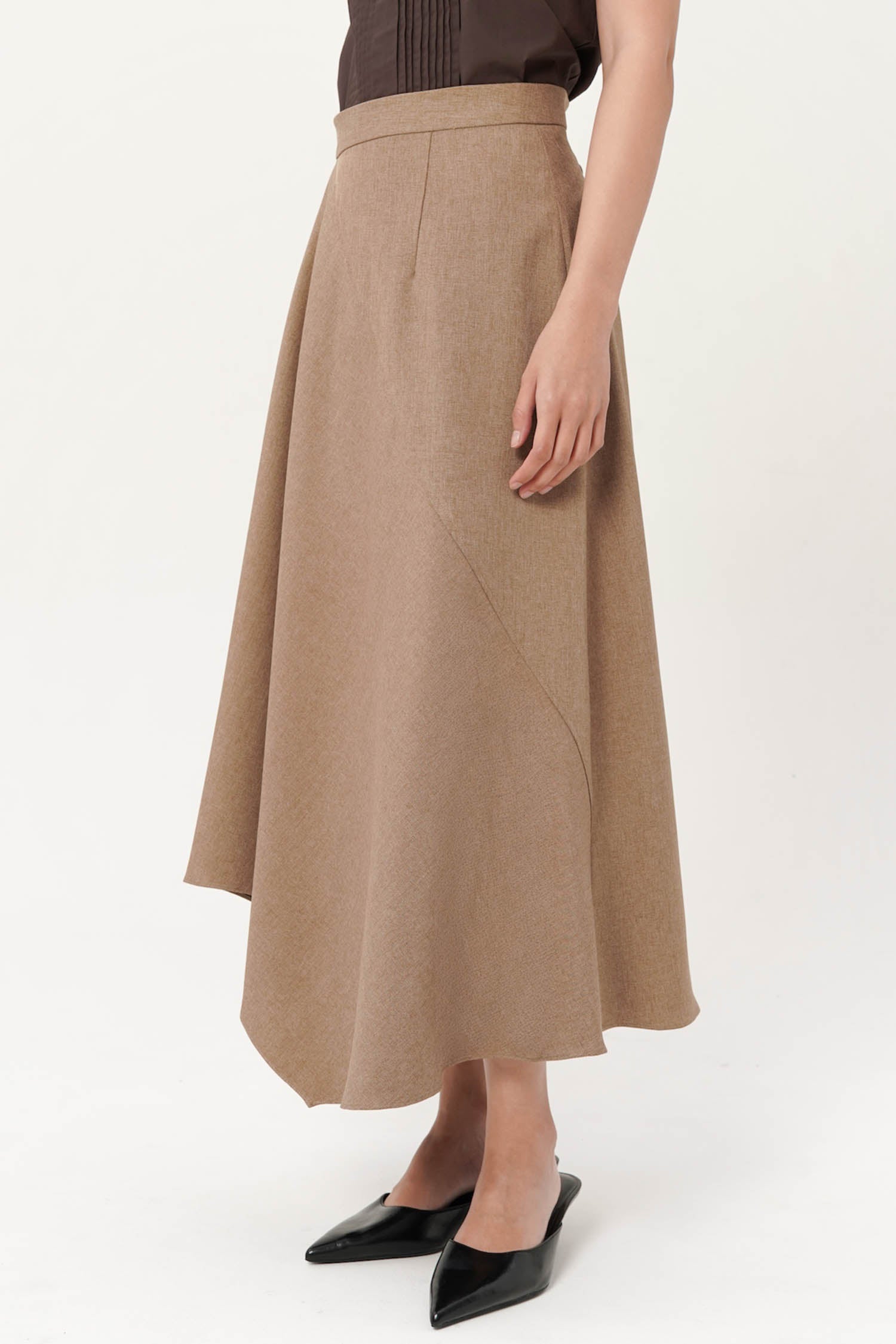 Blaine Asymmetrical Skirt In Latte