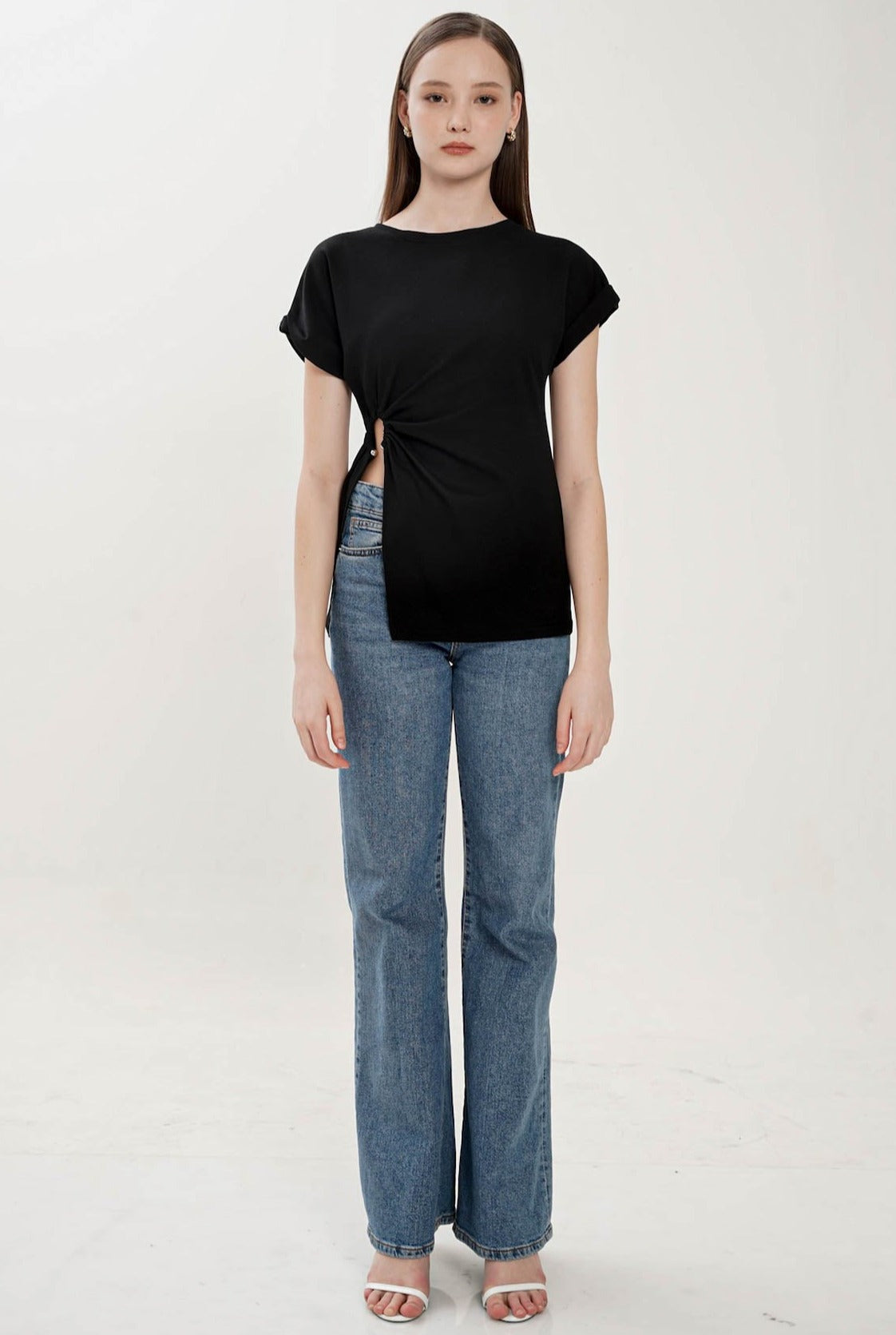 Barcino Gathered T-shirt In Black