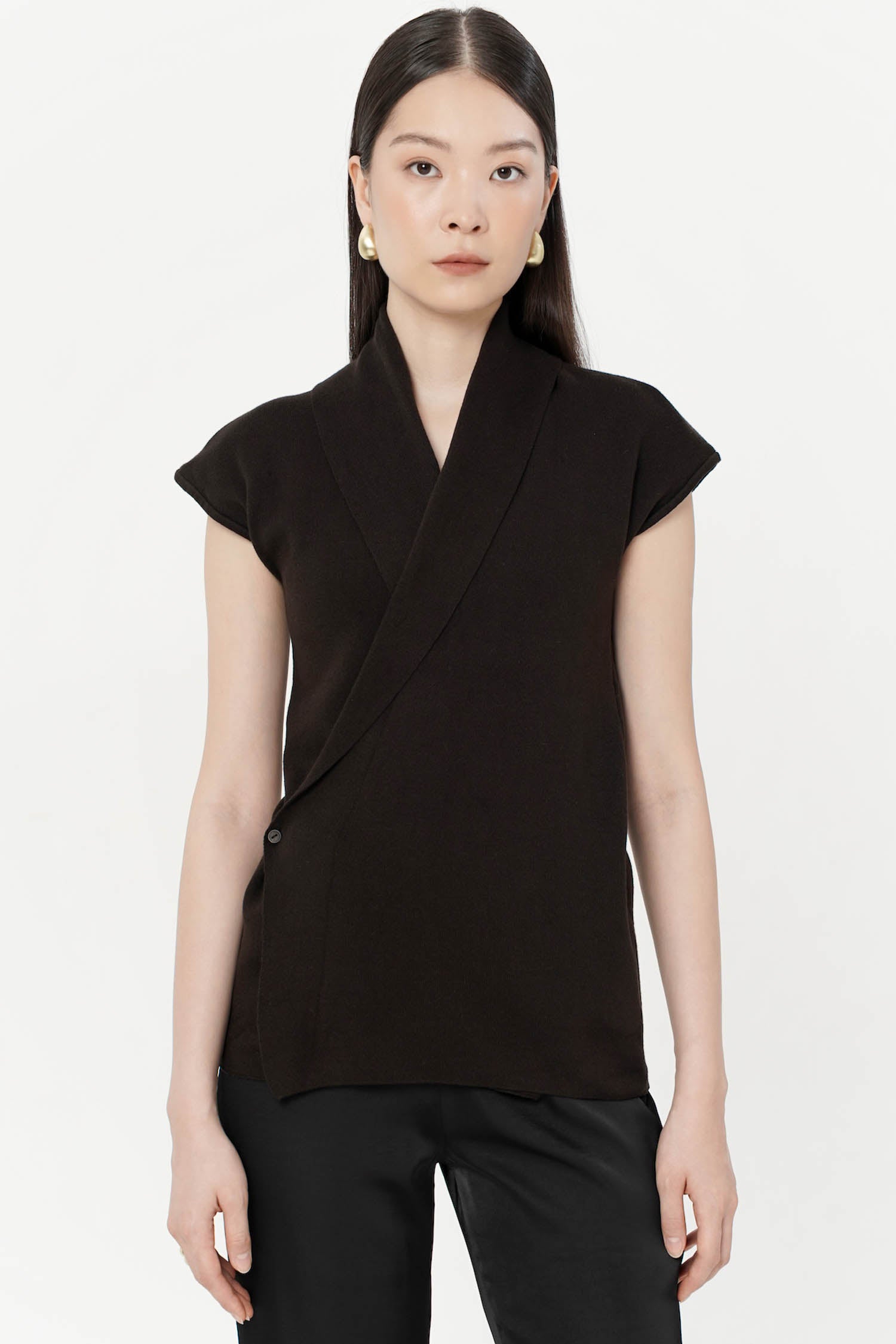 Caeluna Two-Way Knit Top In Espresso