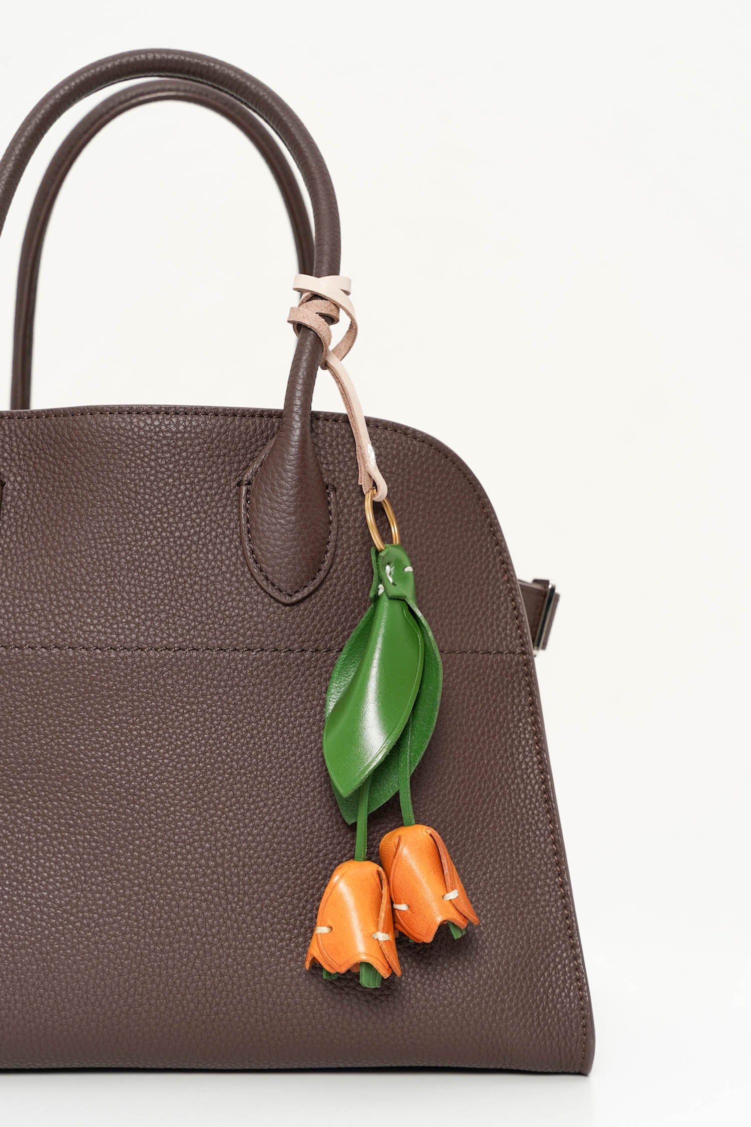Tulip Petal Bloom Leather Charm In Orange