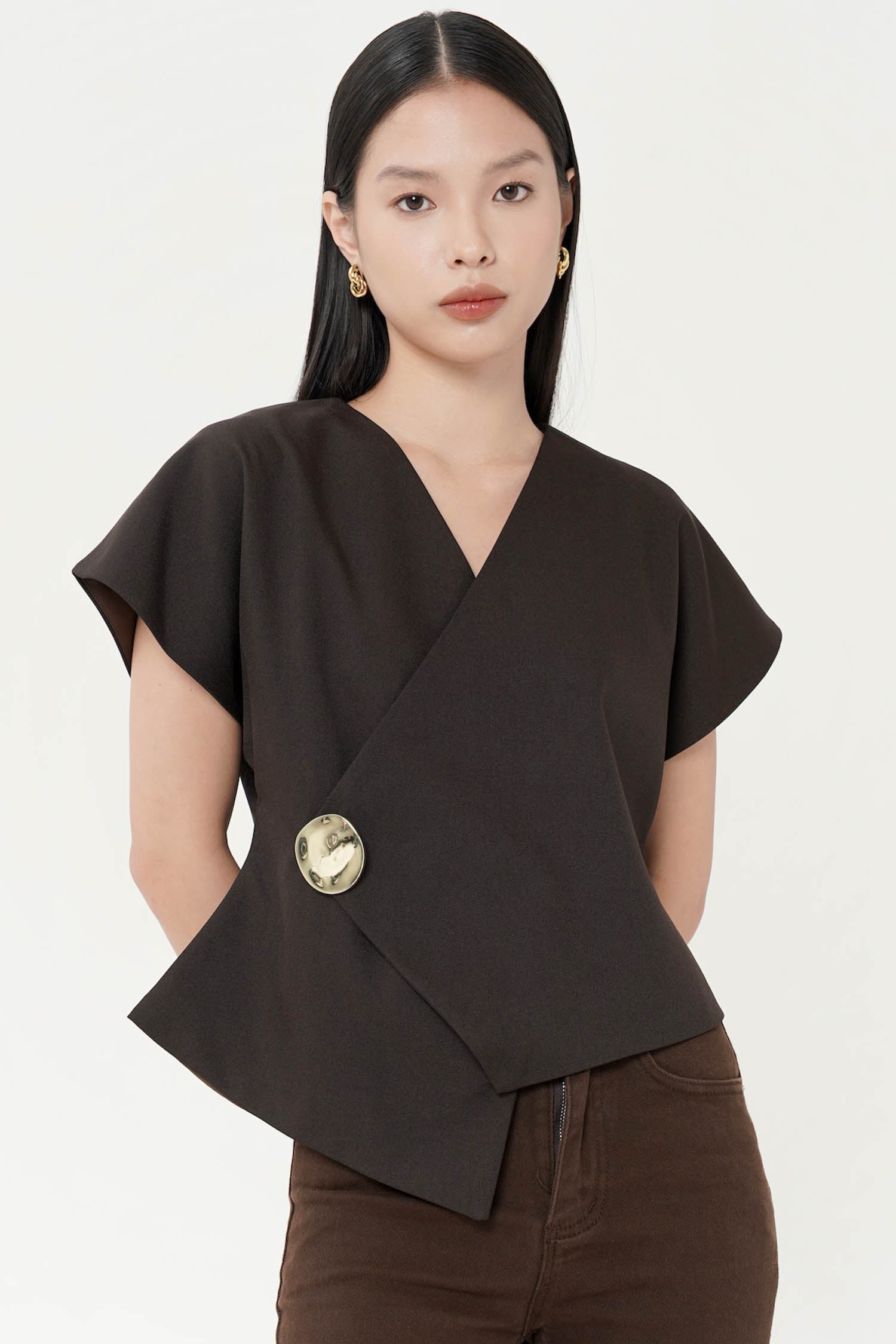 Teidi Wrap Top In Espresso