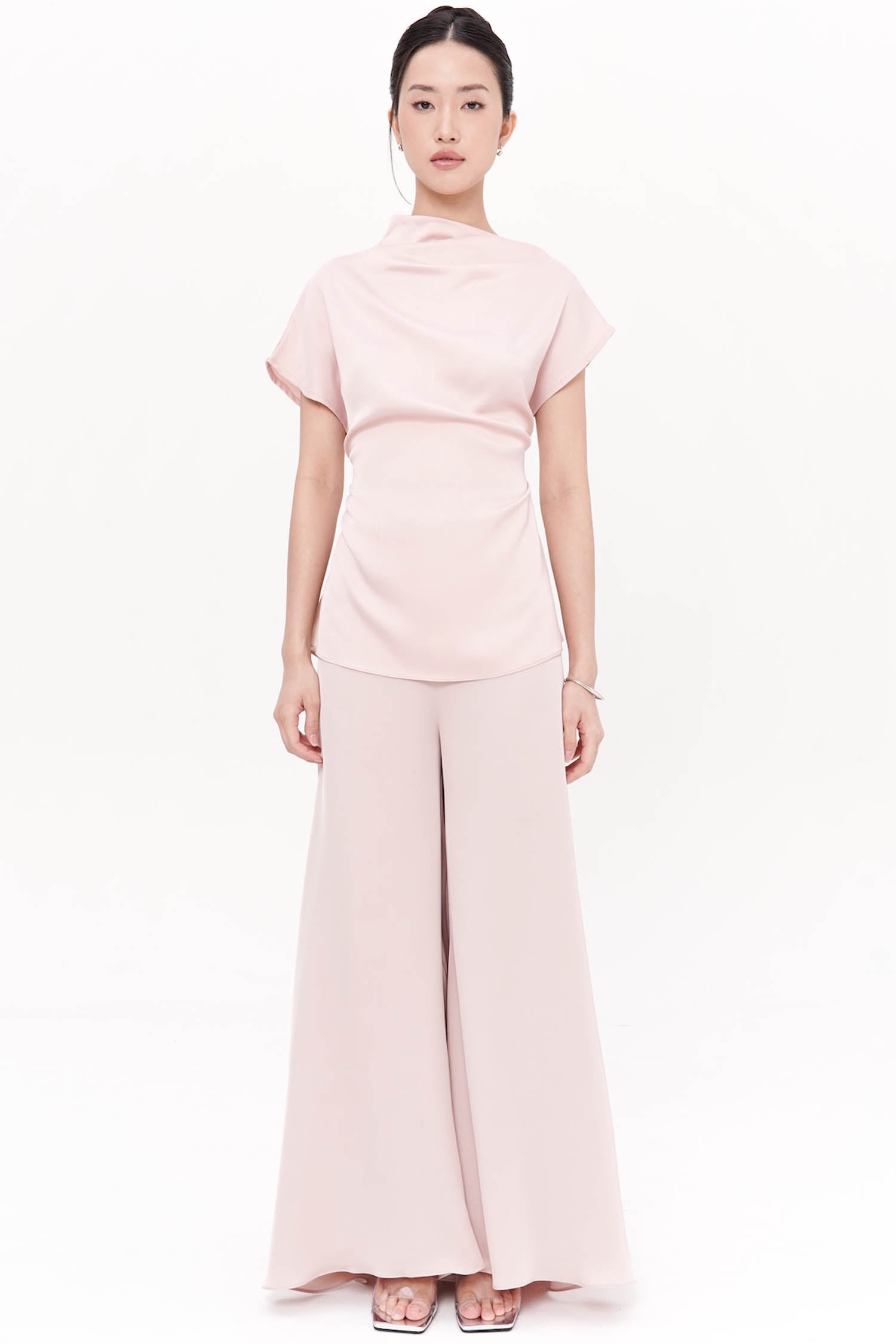 Salomi Drape Blouse In Blush