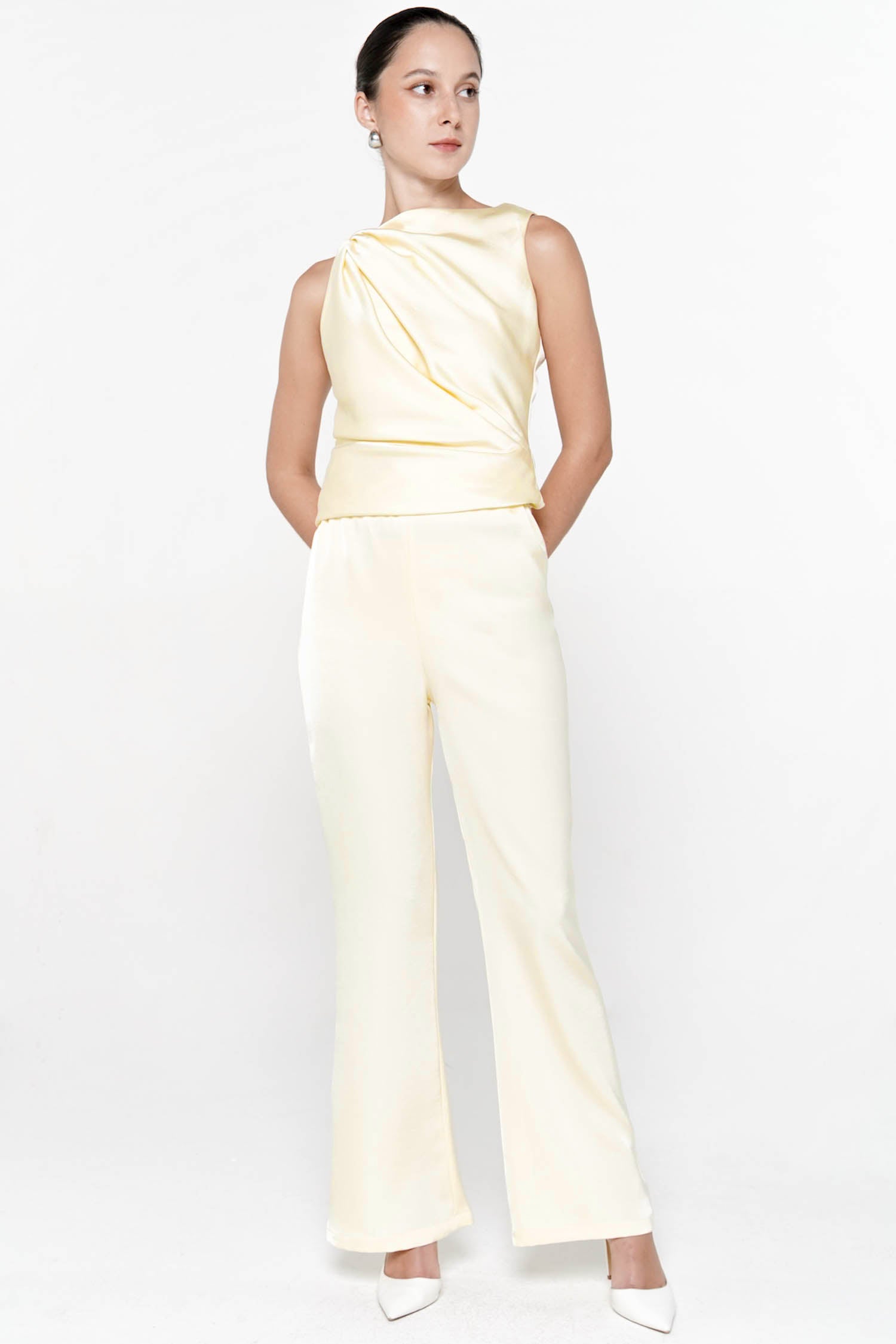Serena Satin Pants In Butter