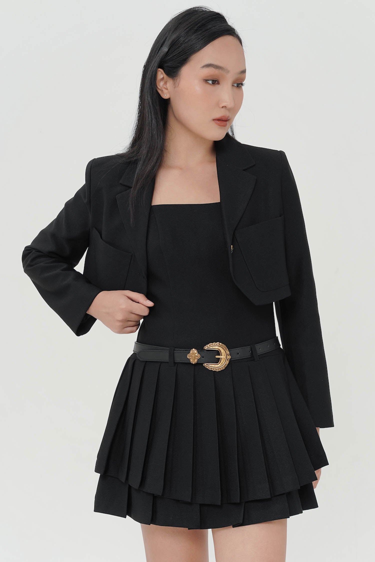 Chase Crop Blazer In Black (1 LEFT)