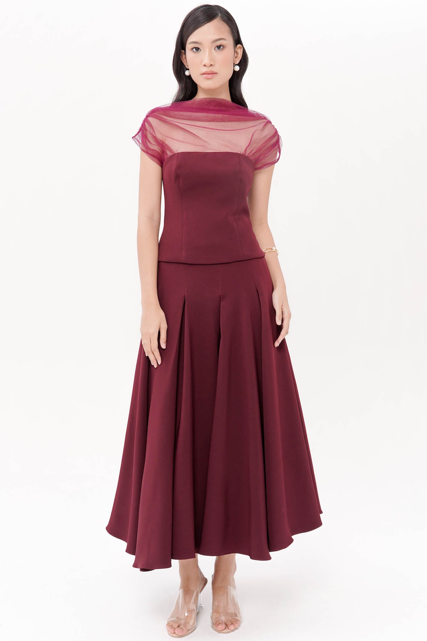 Kenly Midi Skirt In Burgundy