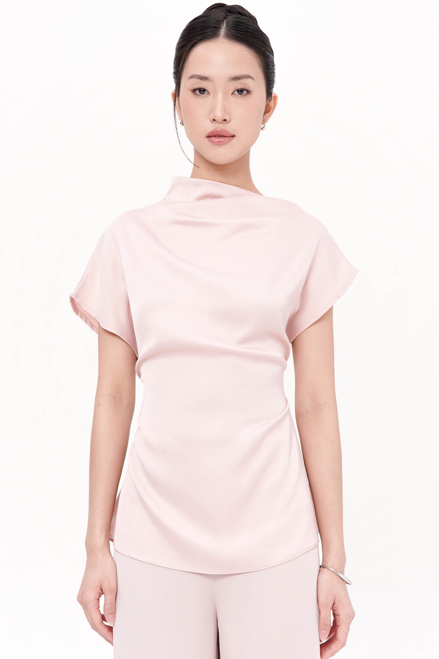 Salomi Drape Blouse In Blush