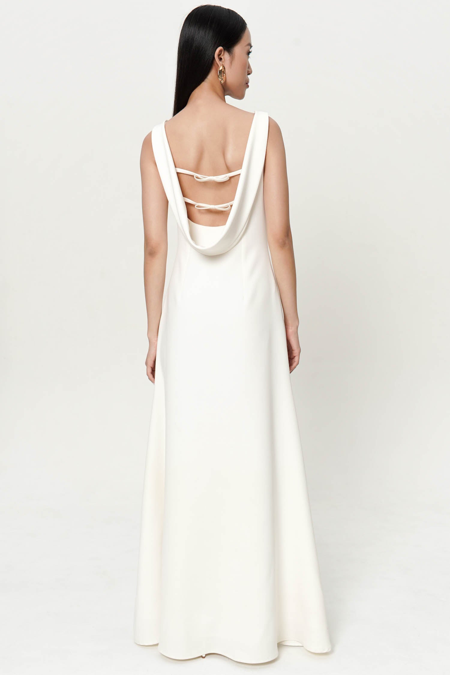 Bowbow Backless Maxi Dress In Broken White
