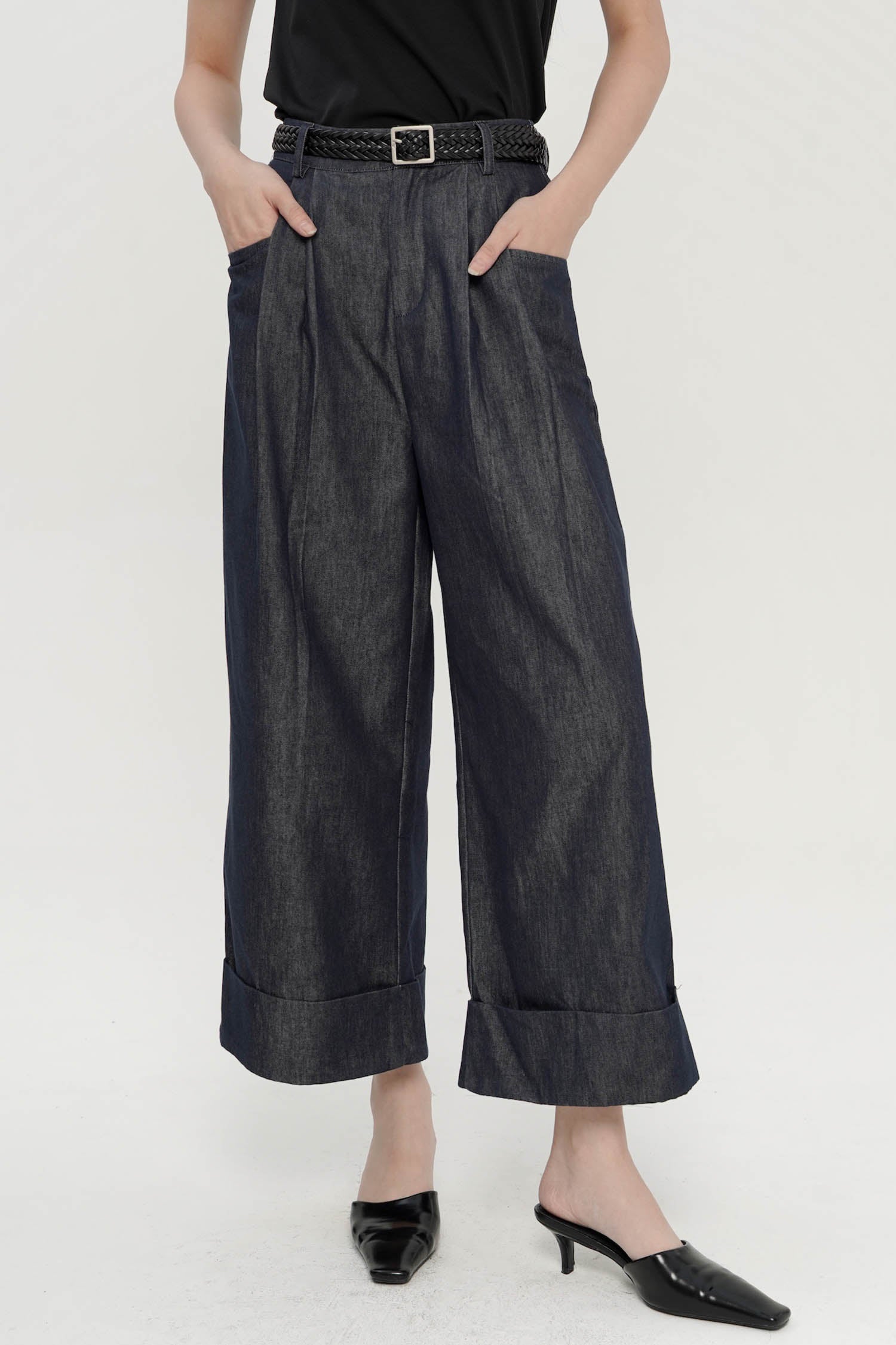 Ginette Wide-Leg Trousers In Denim