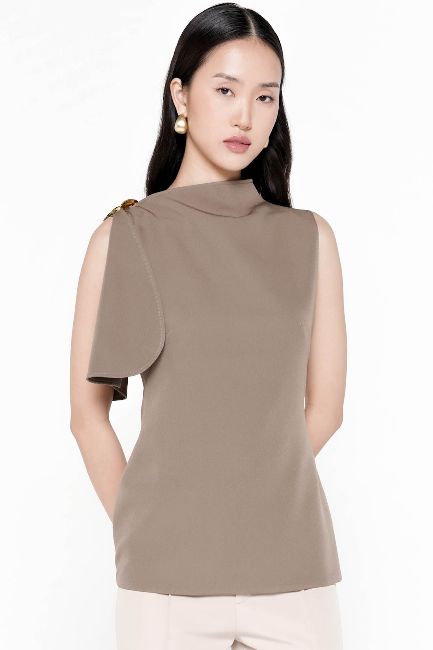 Orania Asymmetrical Top In Taupe