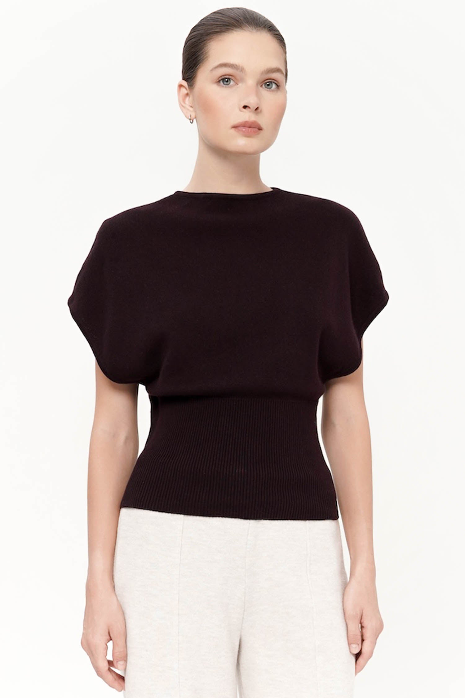 Gertie Cinched Waist Top In Wine