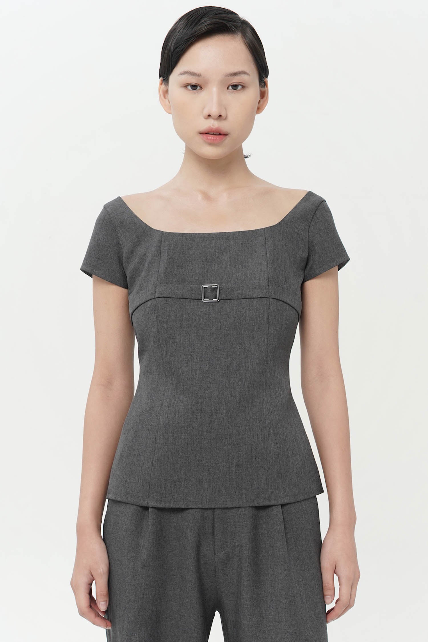 Wiley Belted Top In Grey