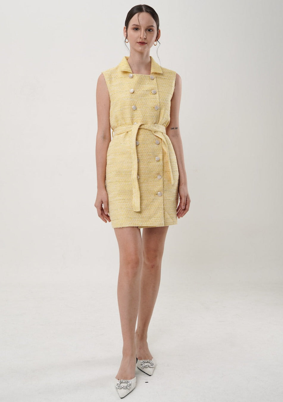 Lynel Tweed Mini Dress In Yellow
