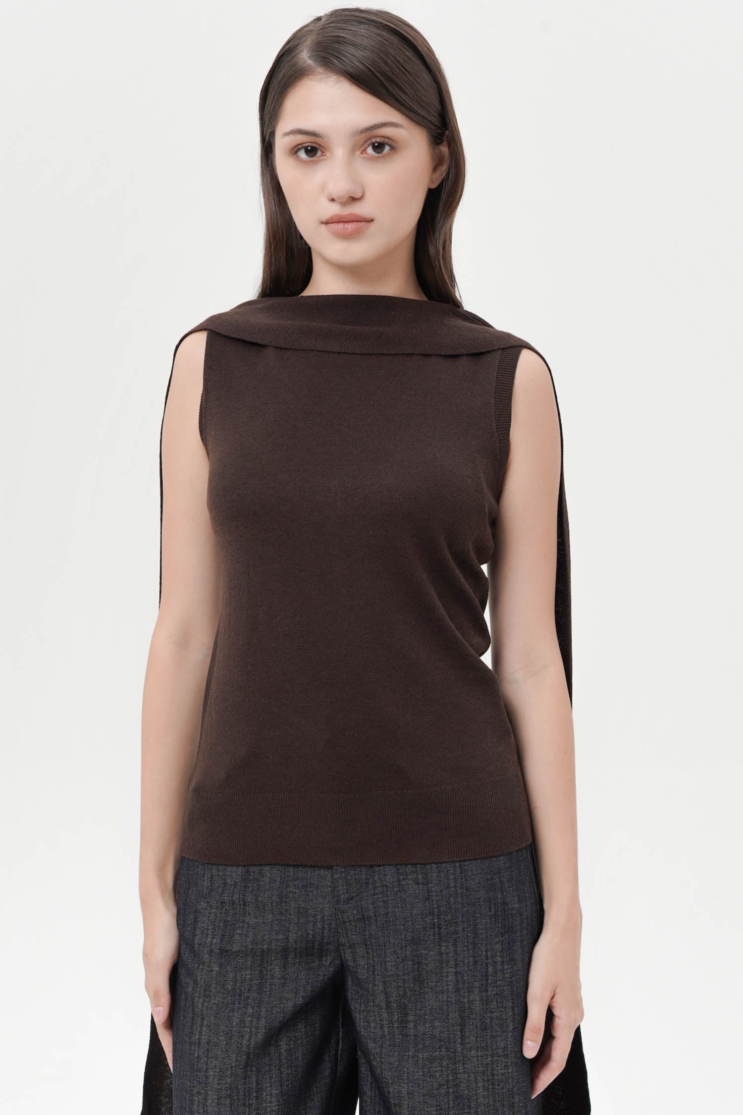 Derby Shawl Knit Top In Espresso