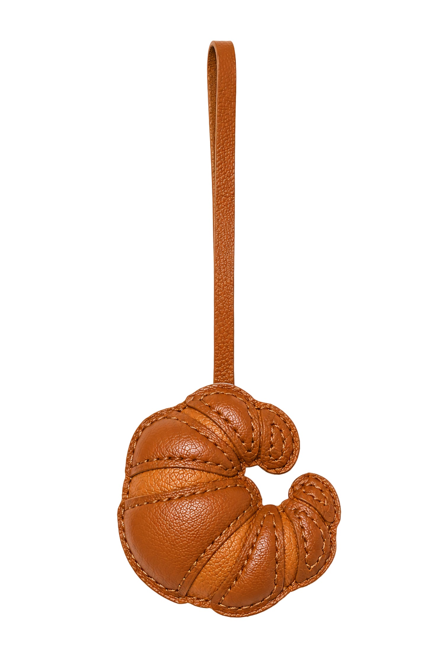 Maison Croissant Leather Charm In Caramel
