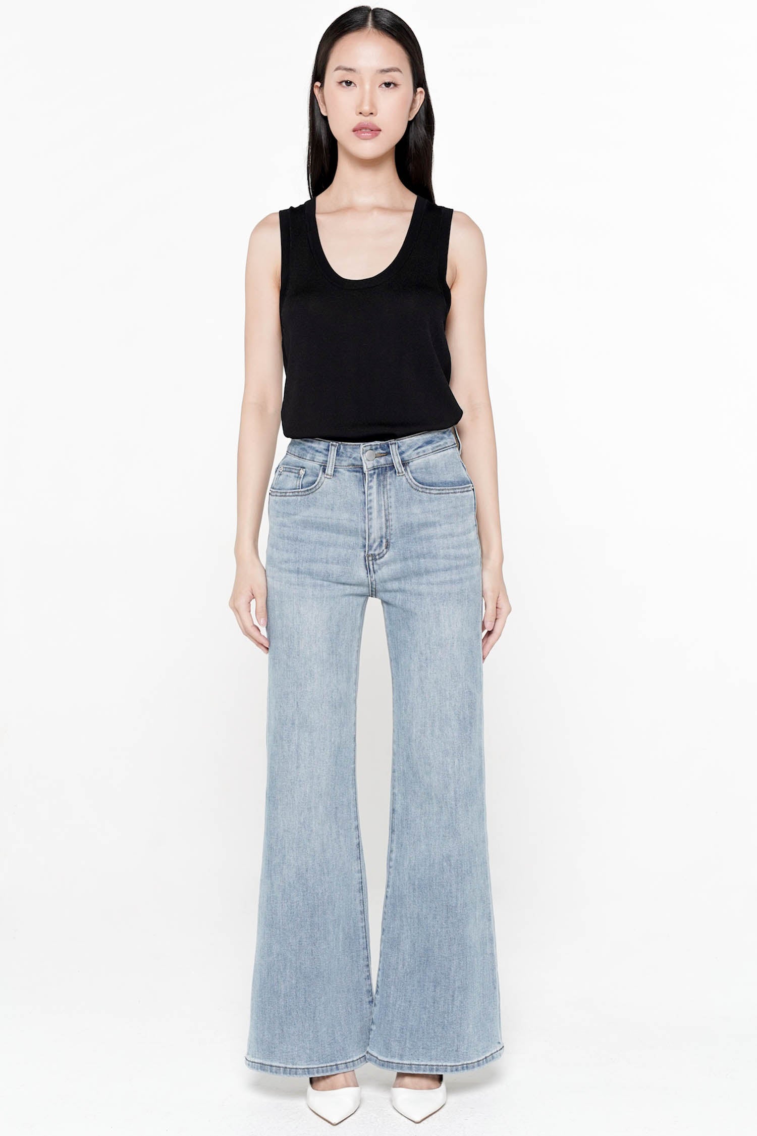 Cirino High-Waisted Flare Jeans In Light Blue