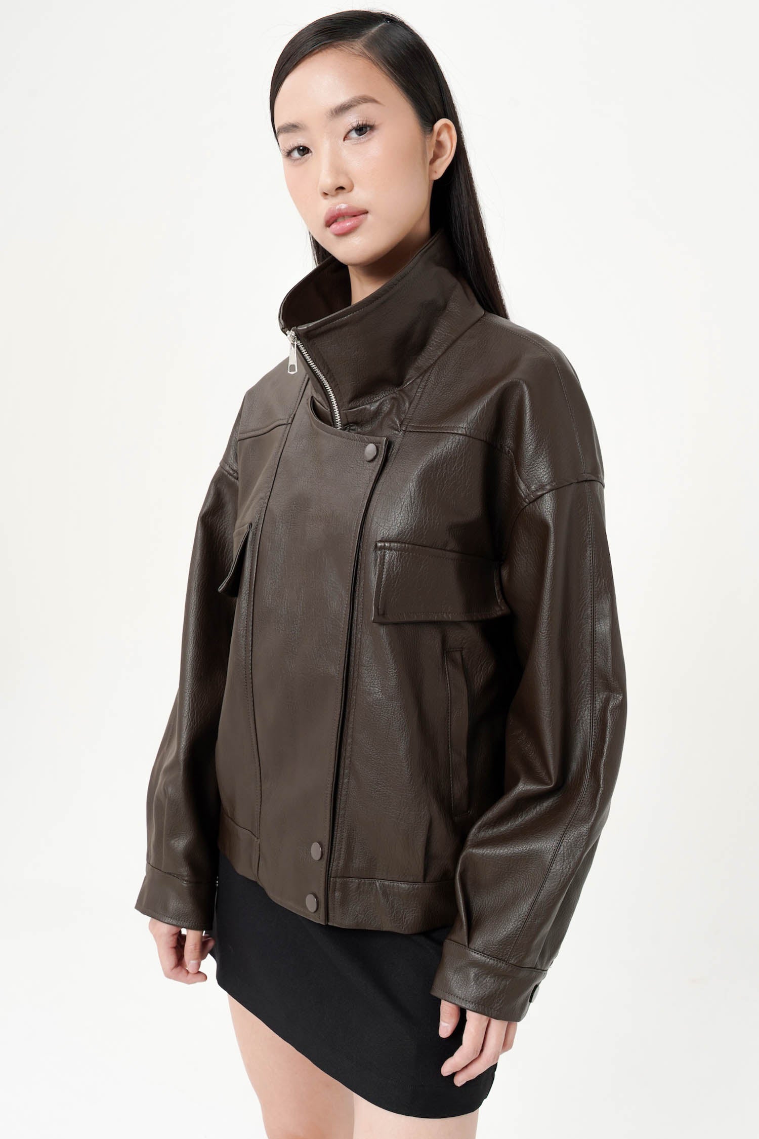 Rohe Oversized Leather Jacket In Espresso