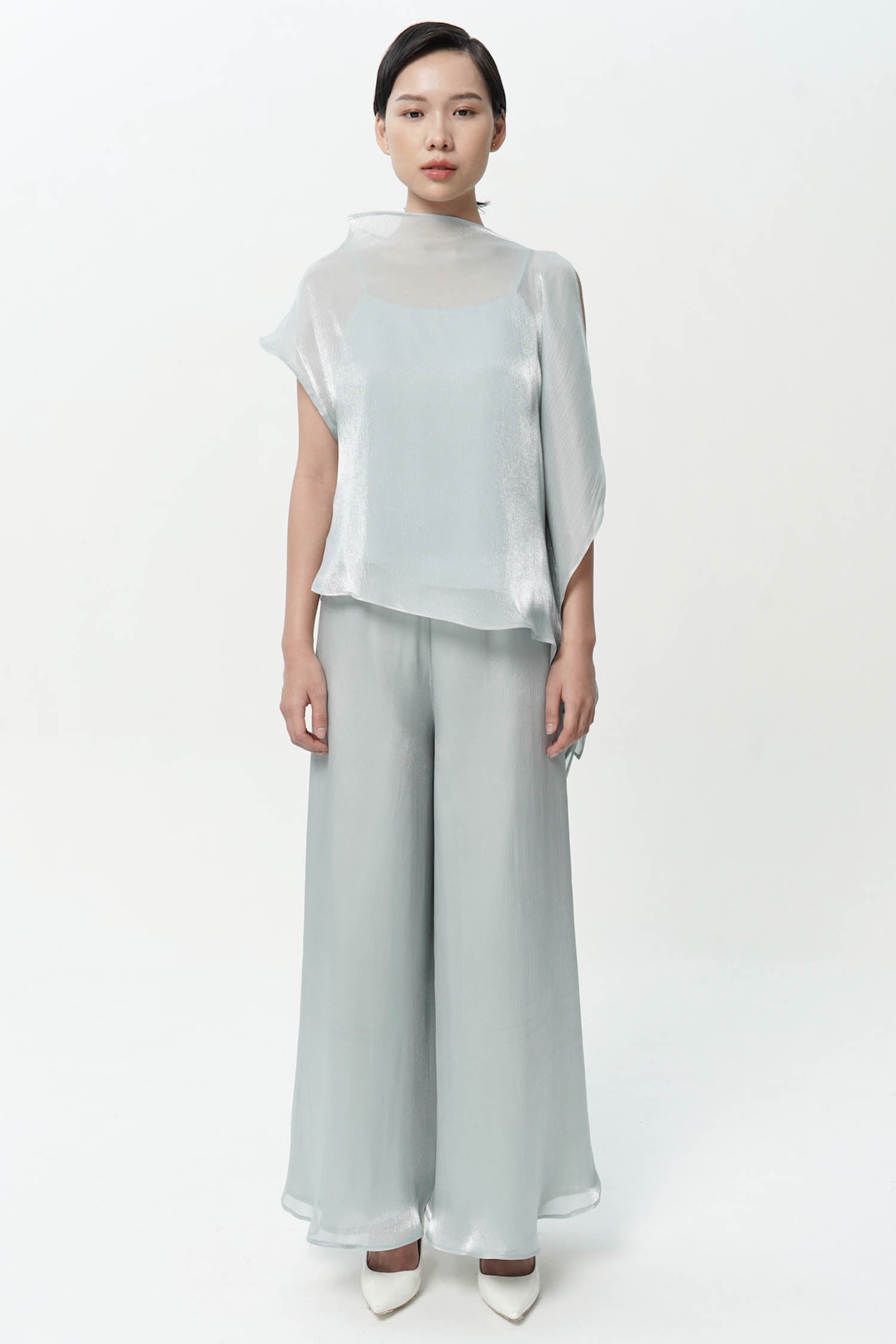 Jire Translucent Trousers In Dusty Blue