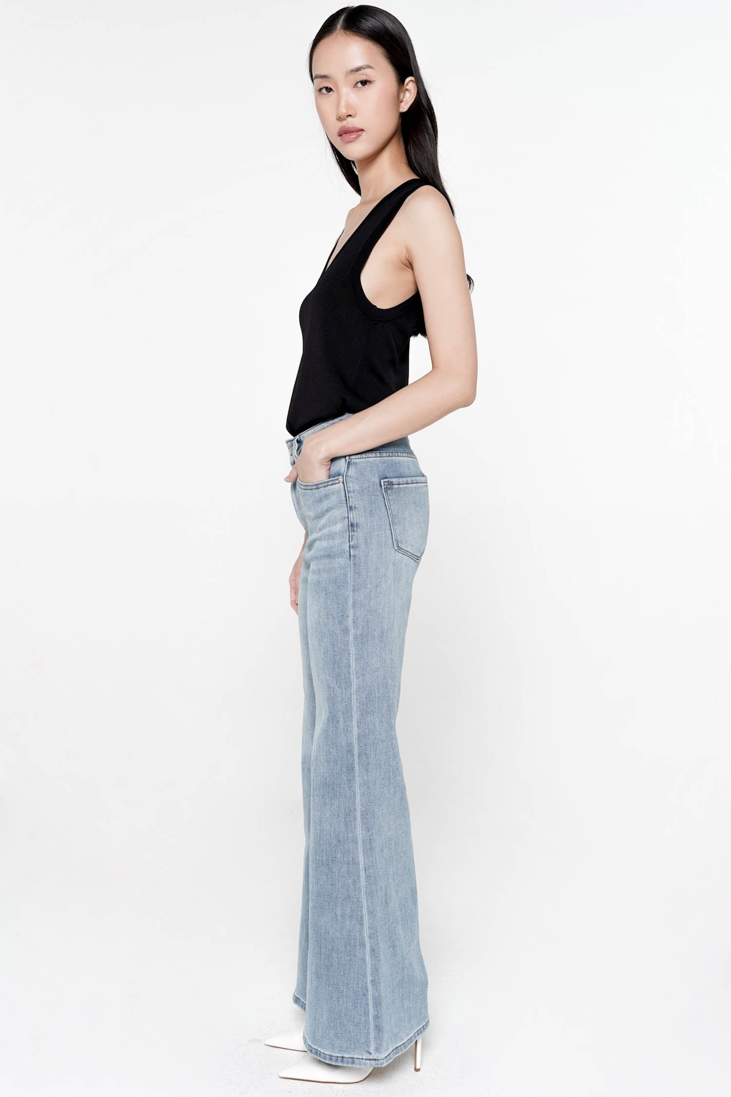 Cirino High-Waisted Flare Jeans In Light Blue