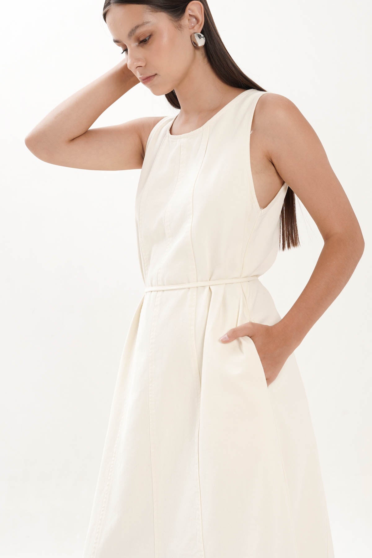 Colleta Midi Dress In Broken White