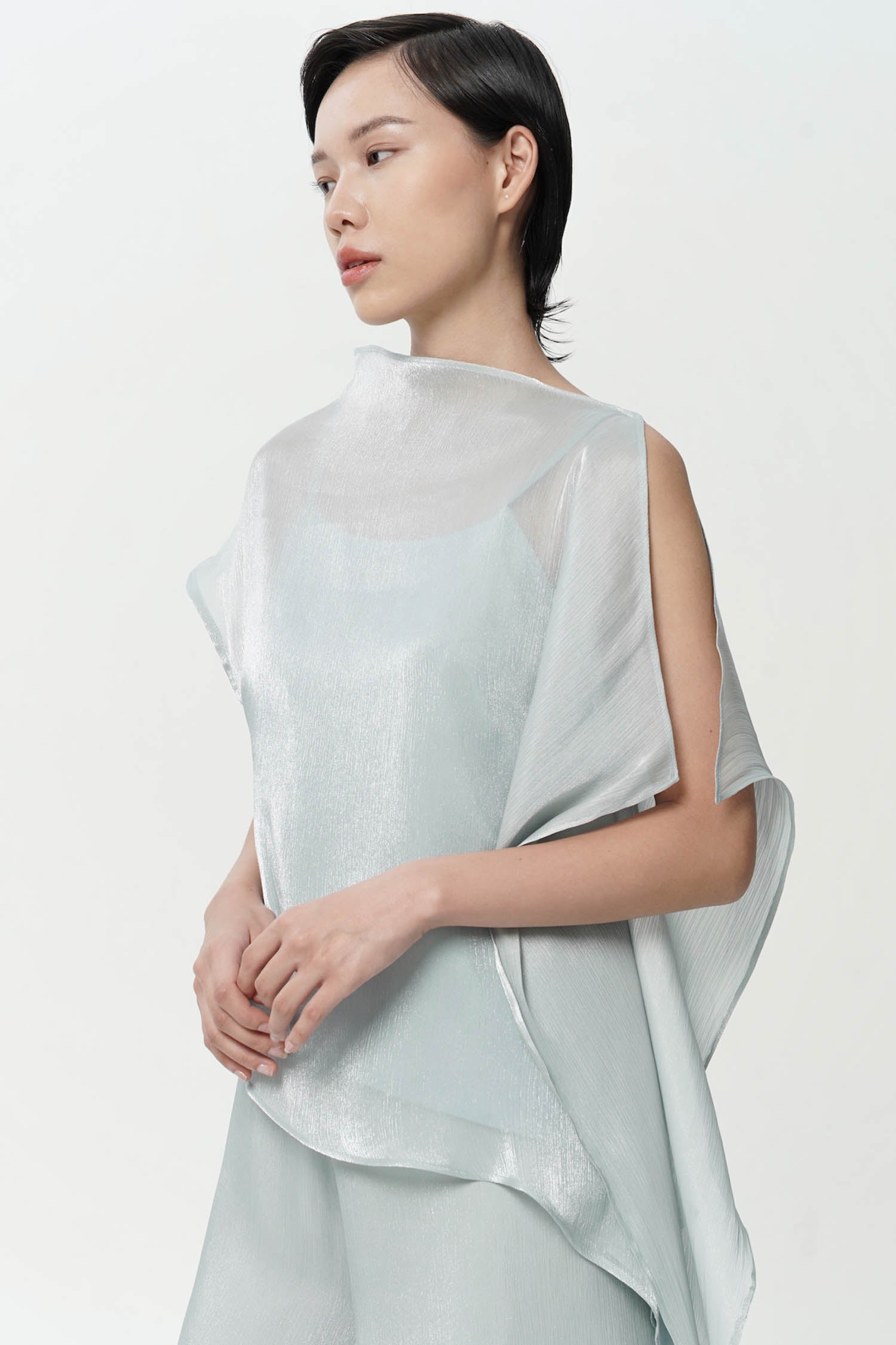 Jire Translucent Two-piece Top In Dusty Blue