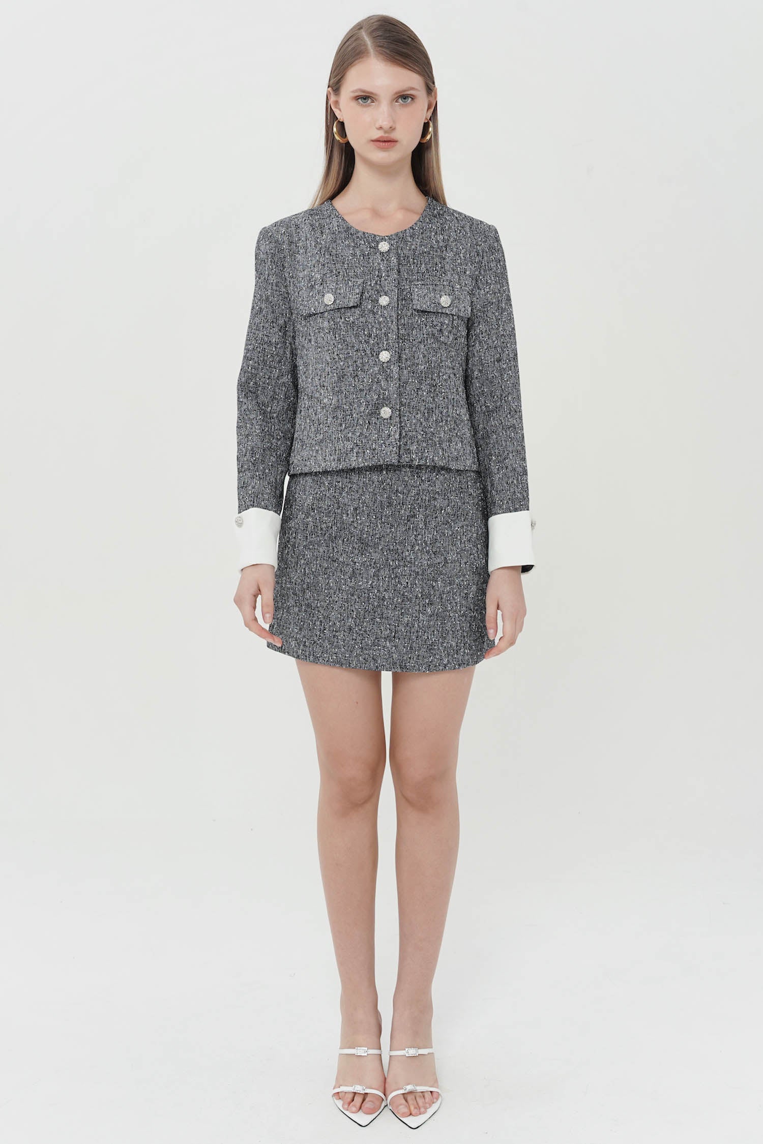 Esmarie Mini Skirt In Moonlit Charcoal