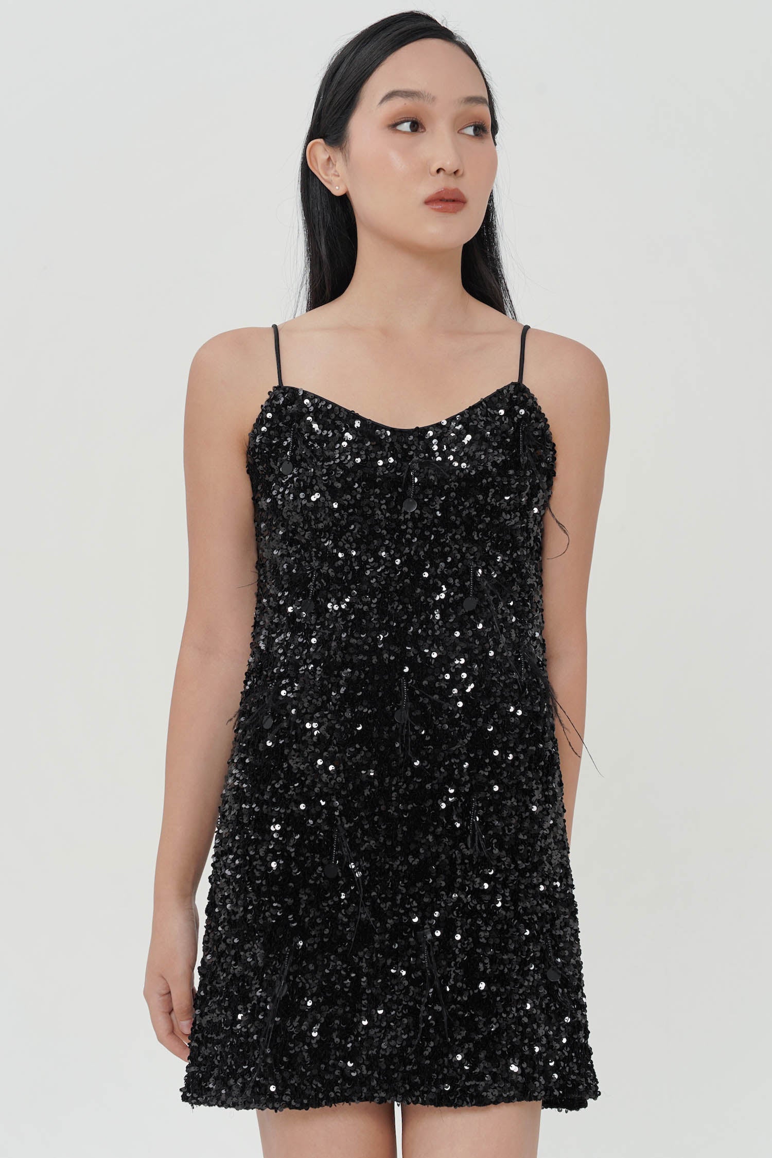 Reize Sequined Mini Dress In Black