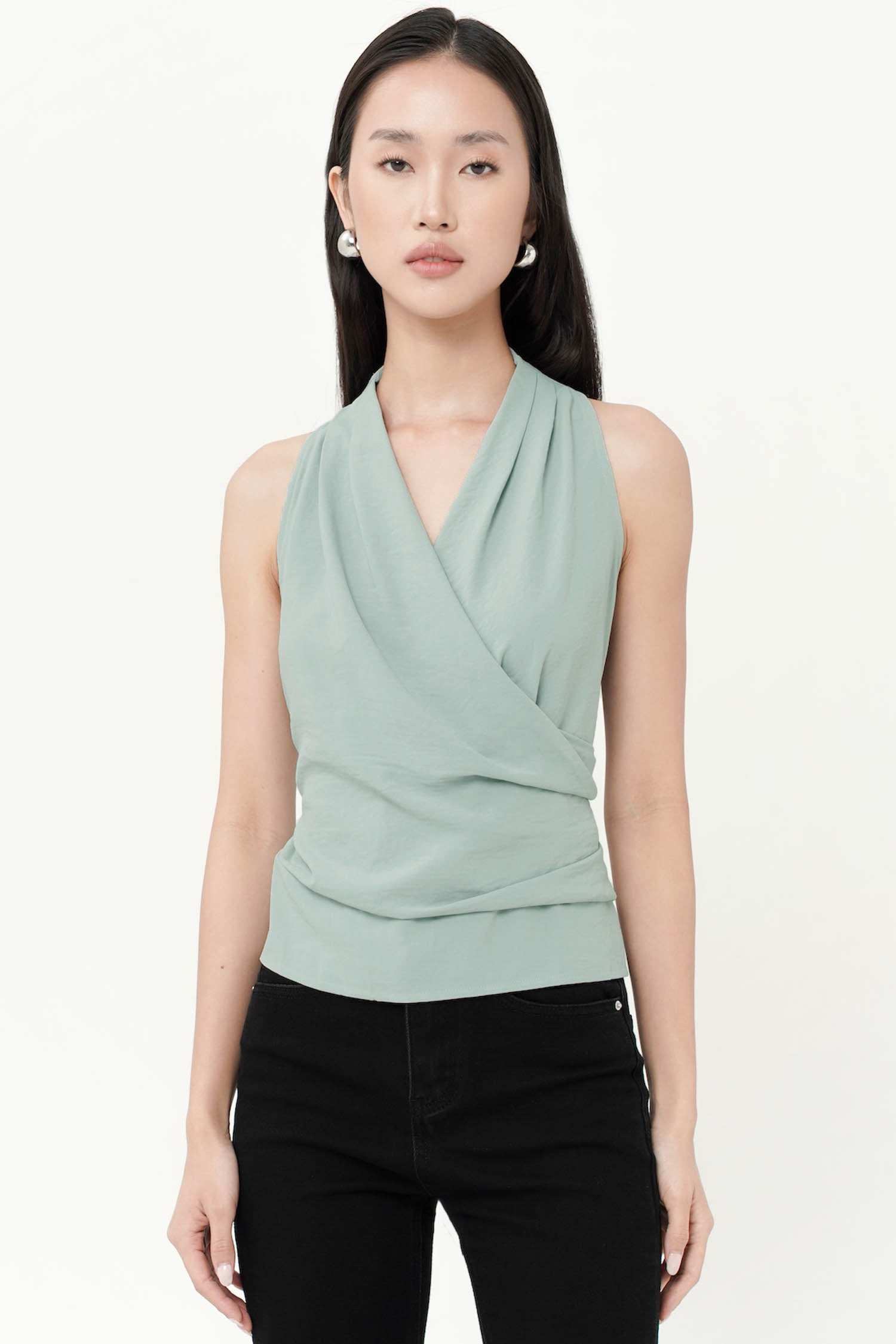 Ribadeo Wrap Top In Sea Glass