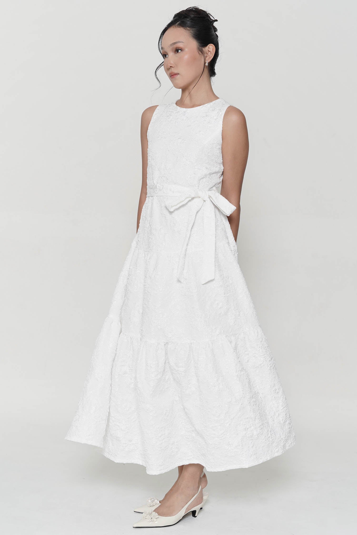 Debbie Jacquard Dress In Broken White (S LEFT)