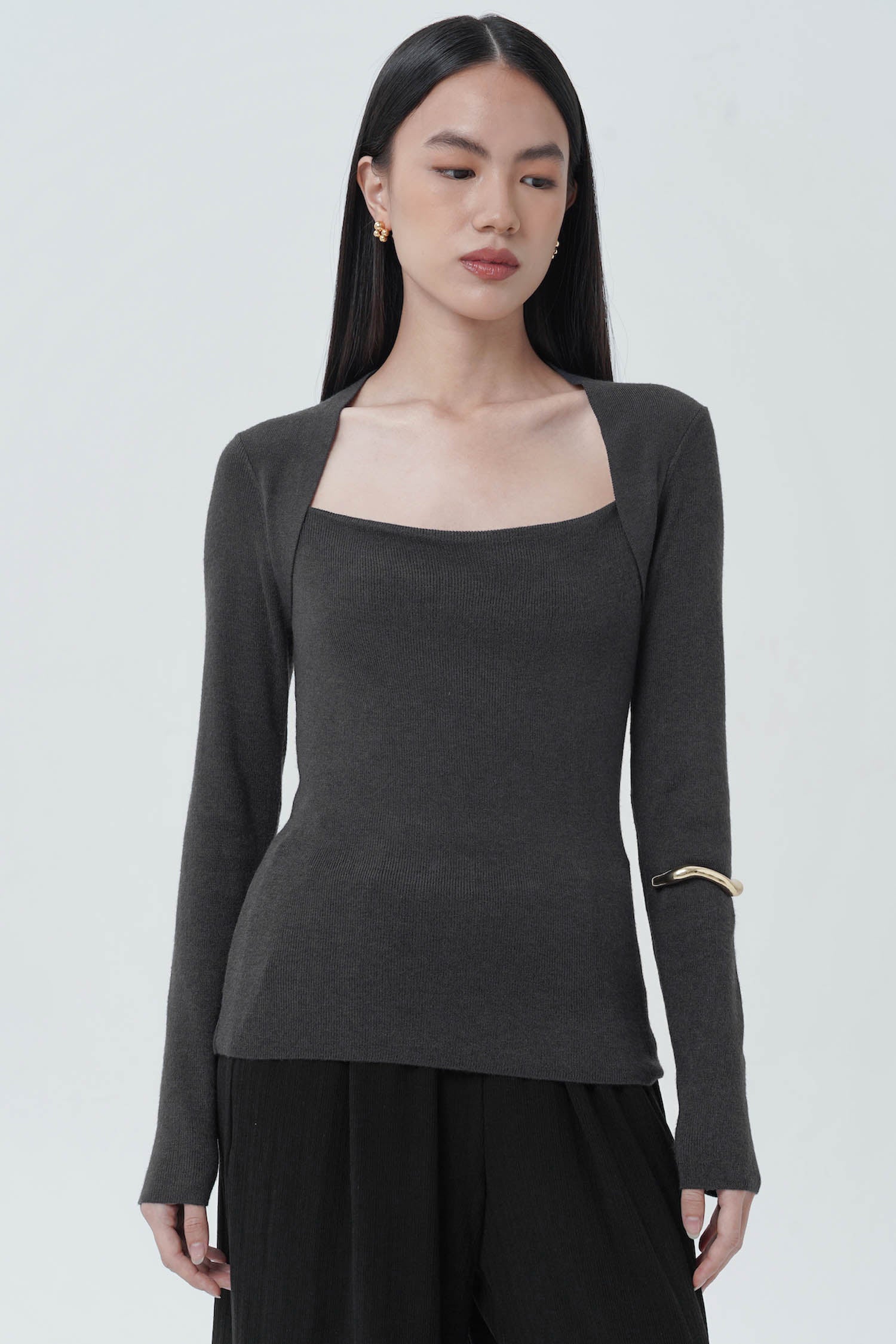 Zenji Top In Charcoal Ash