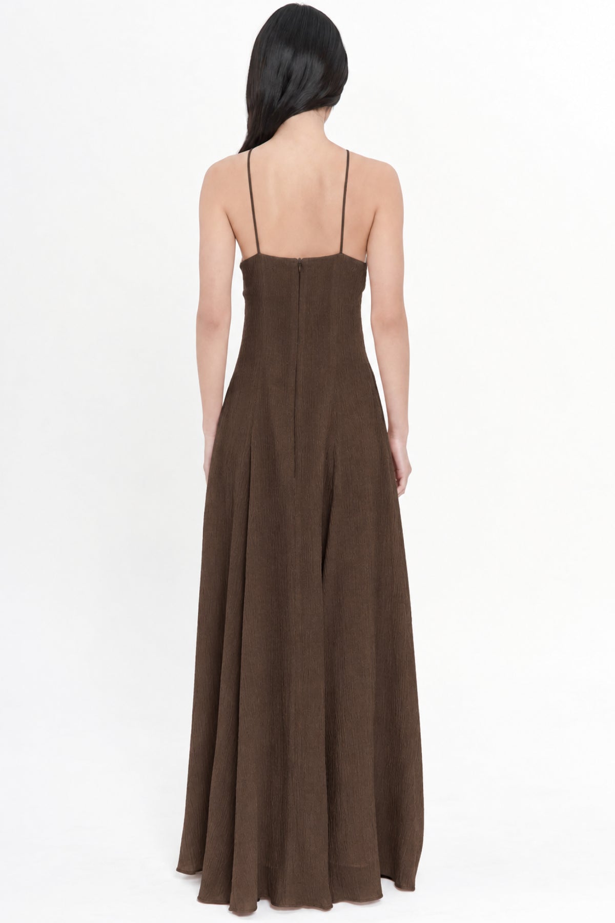 Isla Maxi Halter Dress In Espresso