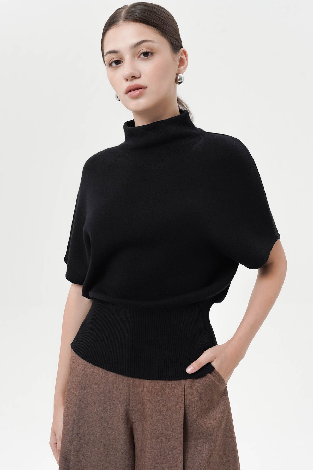 Zephyra High Neck Blouse In Black