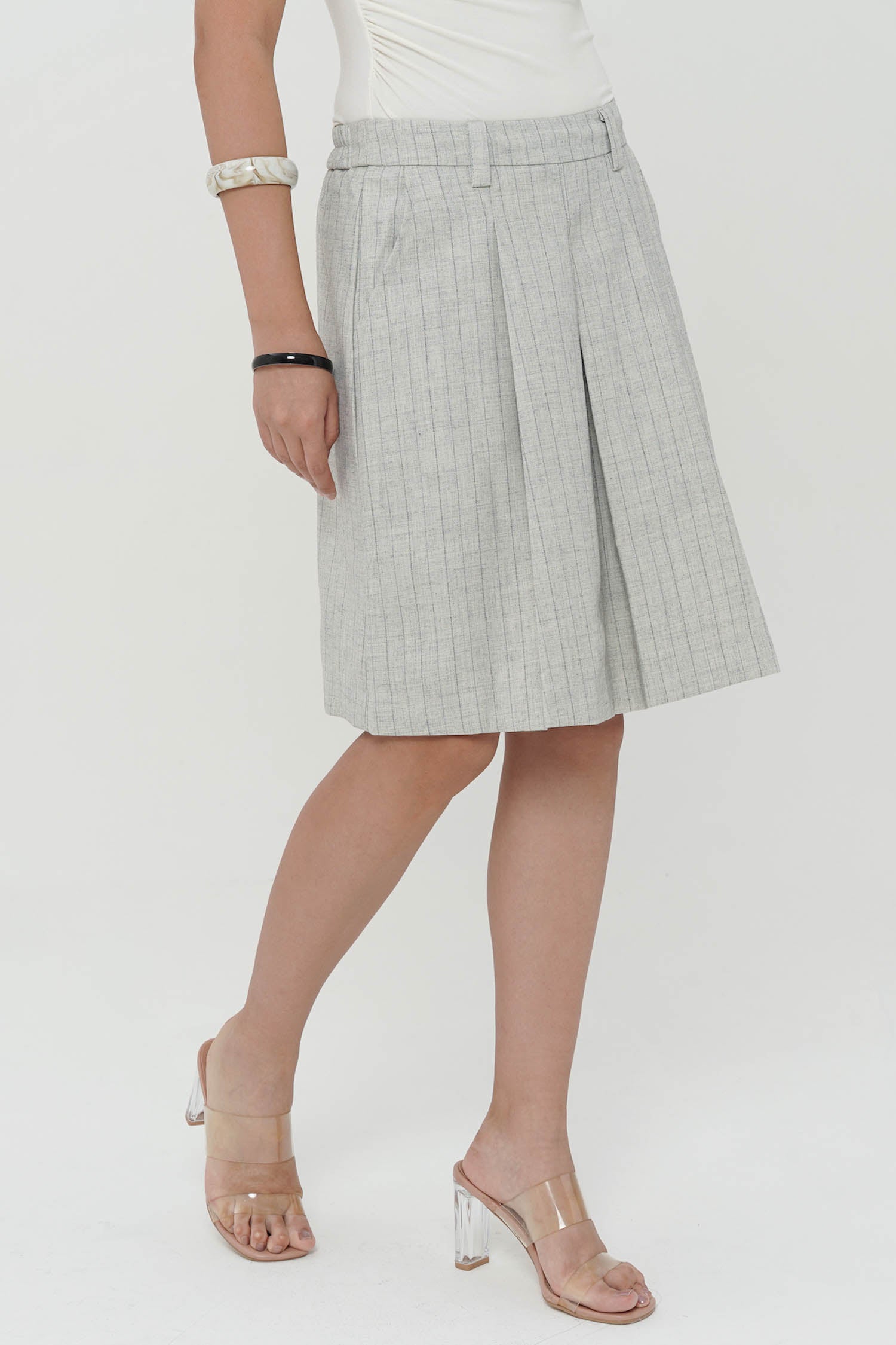 Lysander Stripes Skirt In Grey