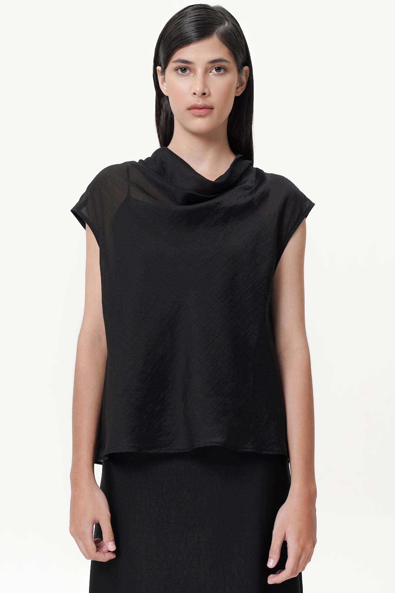 Elyra Sheer Blouse In Black