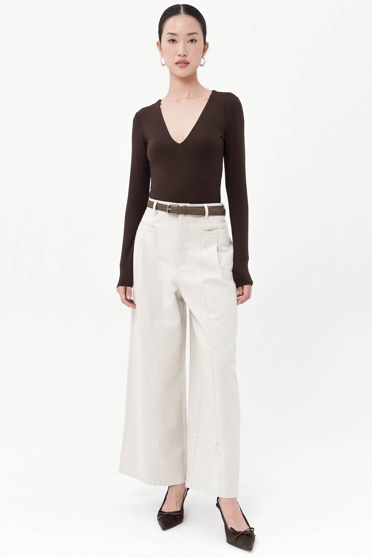 Koen Belted Trousers In Creme