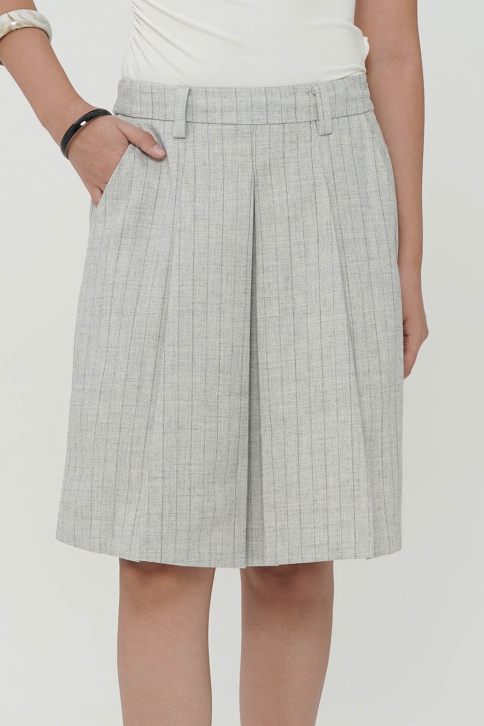 Lysander Stripes Skirt In Grey