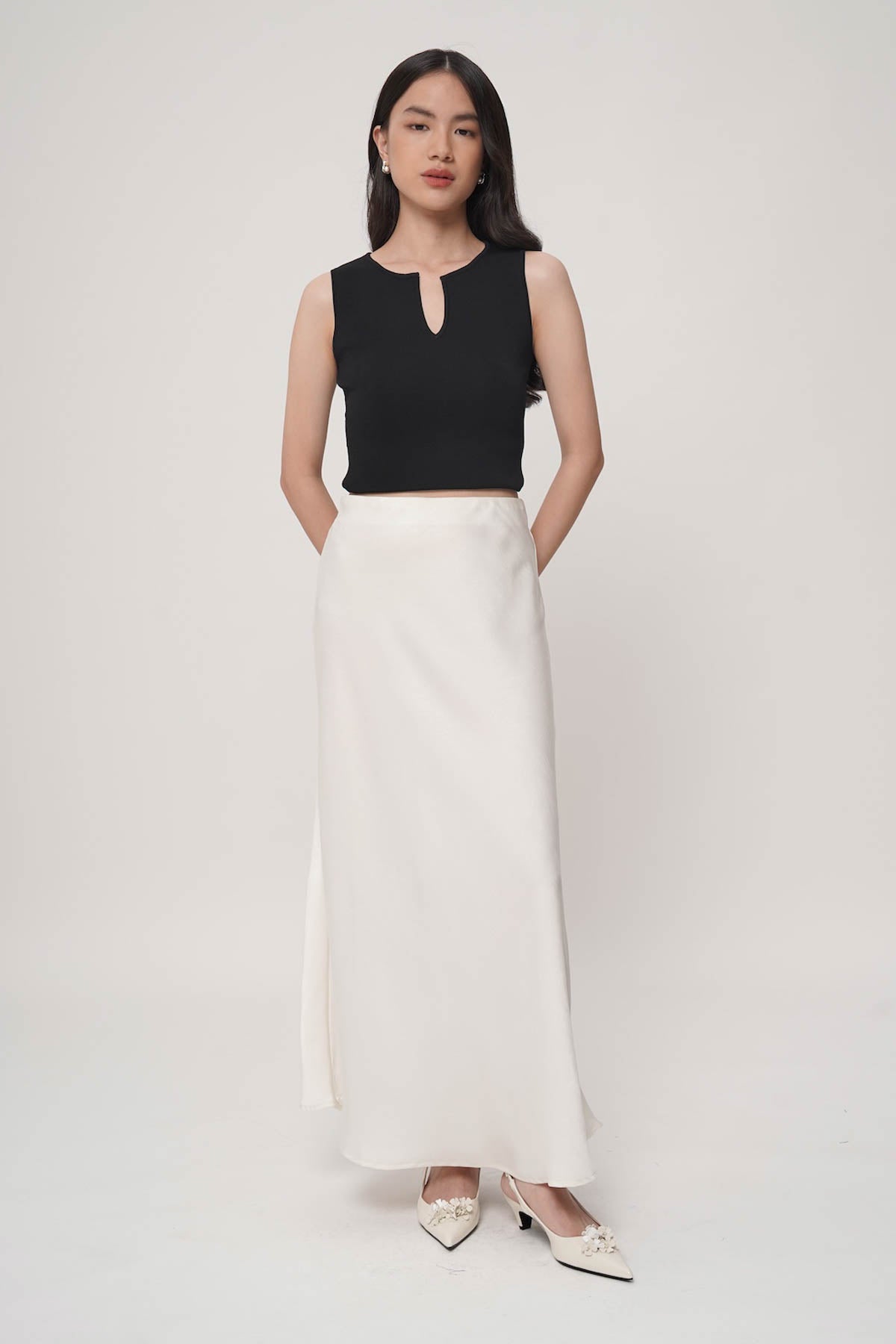 Shiho Midi Skirt In Broken White
