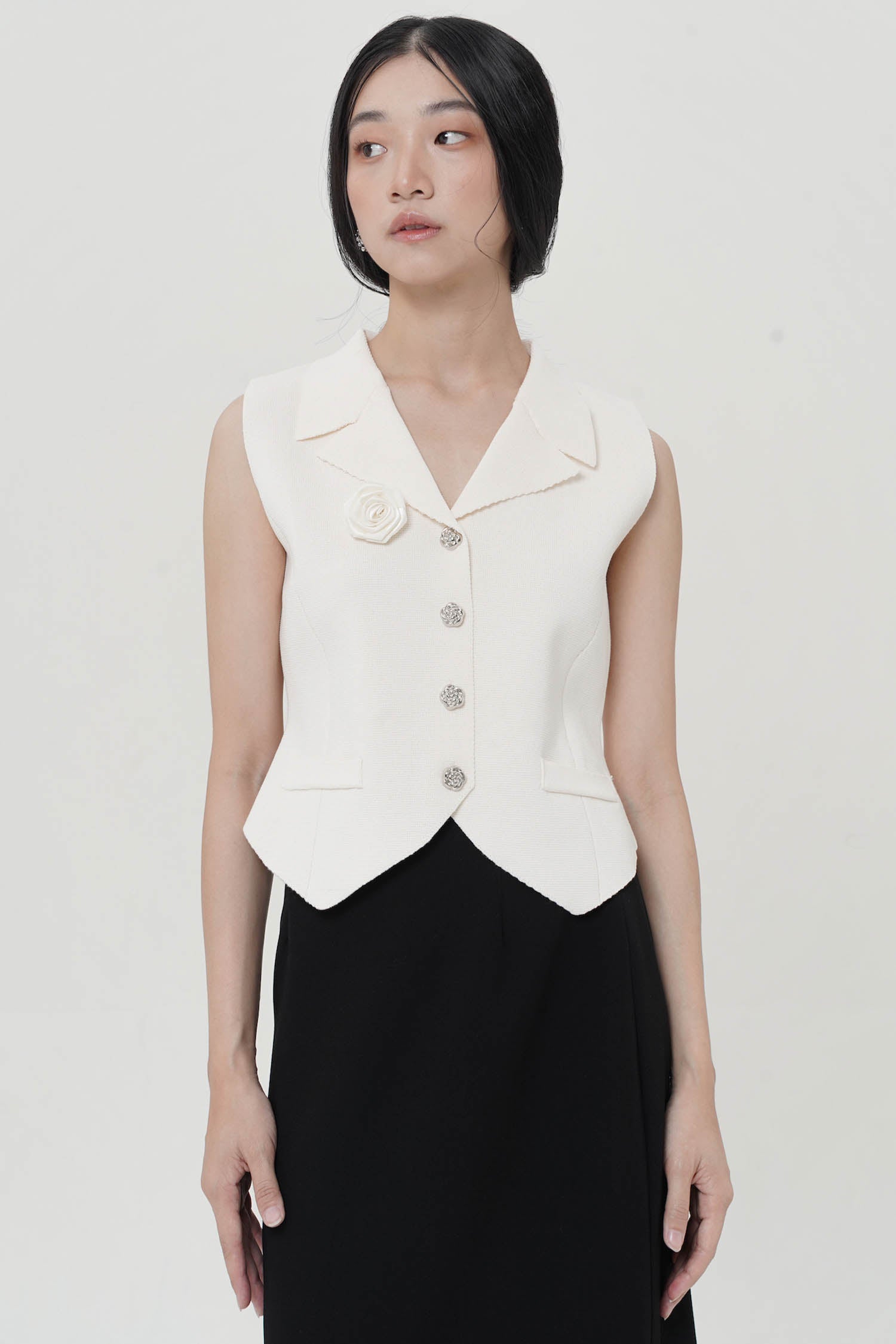 Doule Vest In Broken White