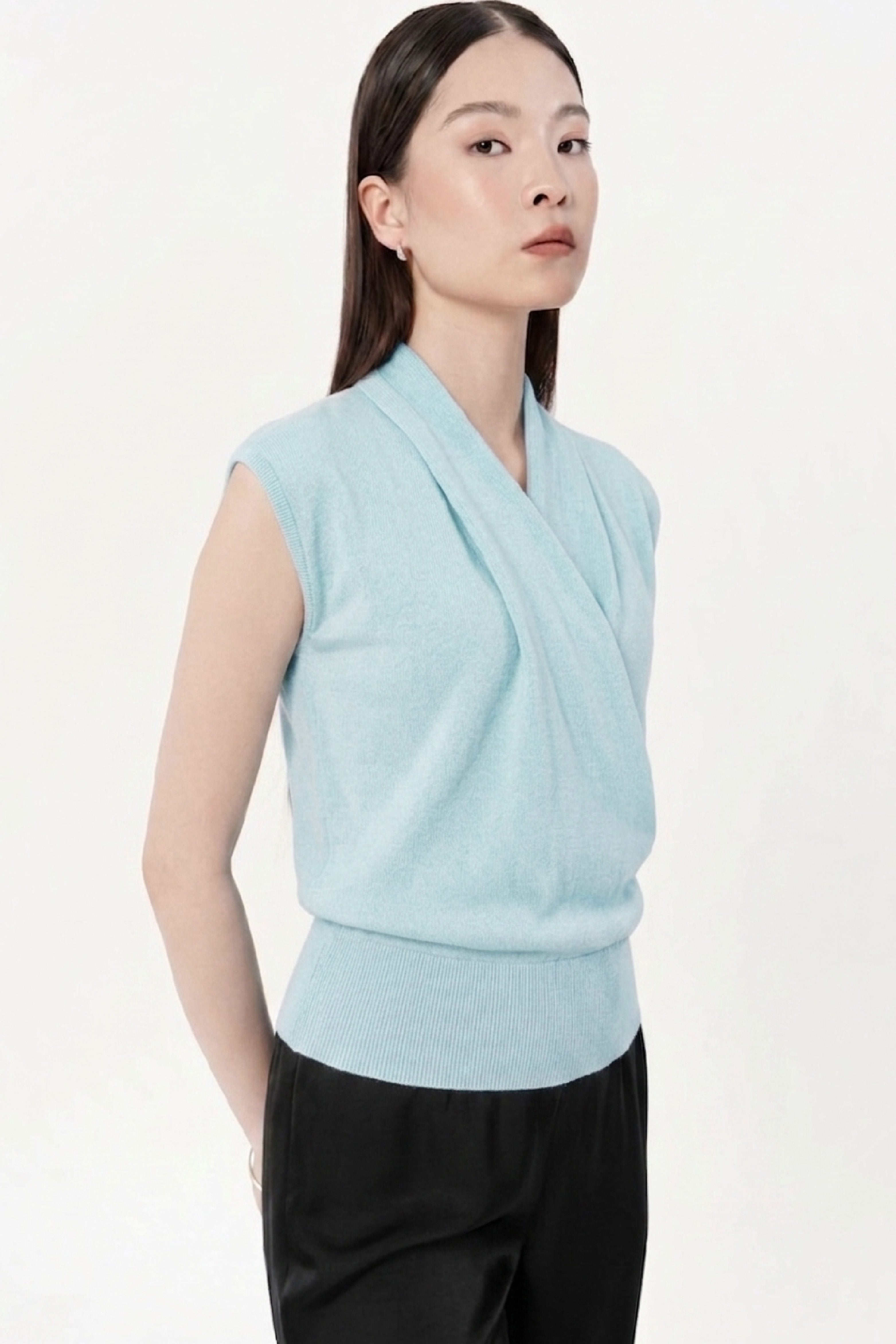 Ciren Wrap Top In Blue