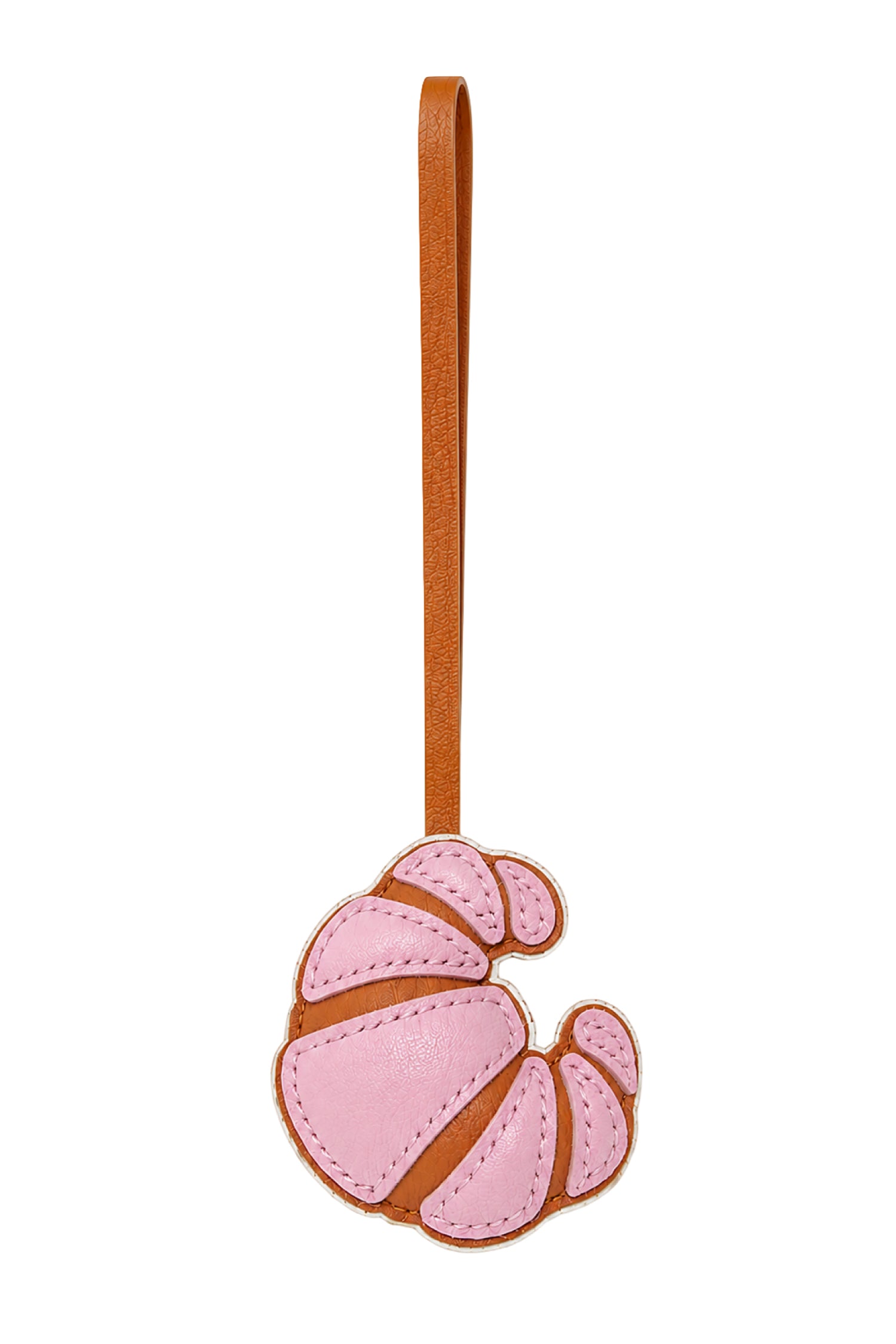 Maison Croissant Leather Charm In Pink