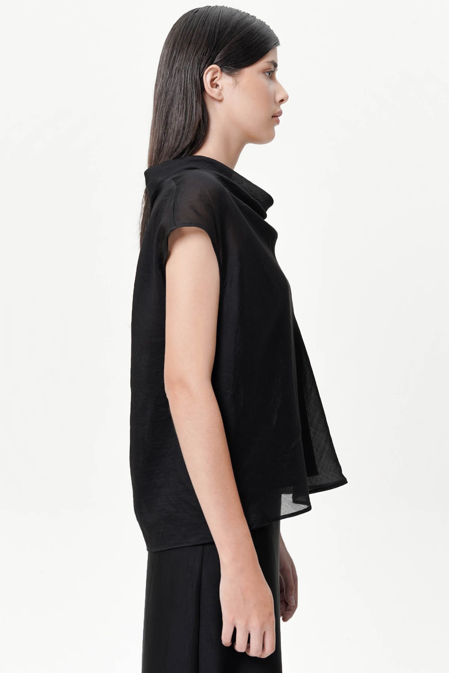 Elyra Sheer Blouse In Black
