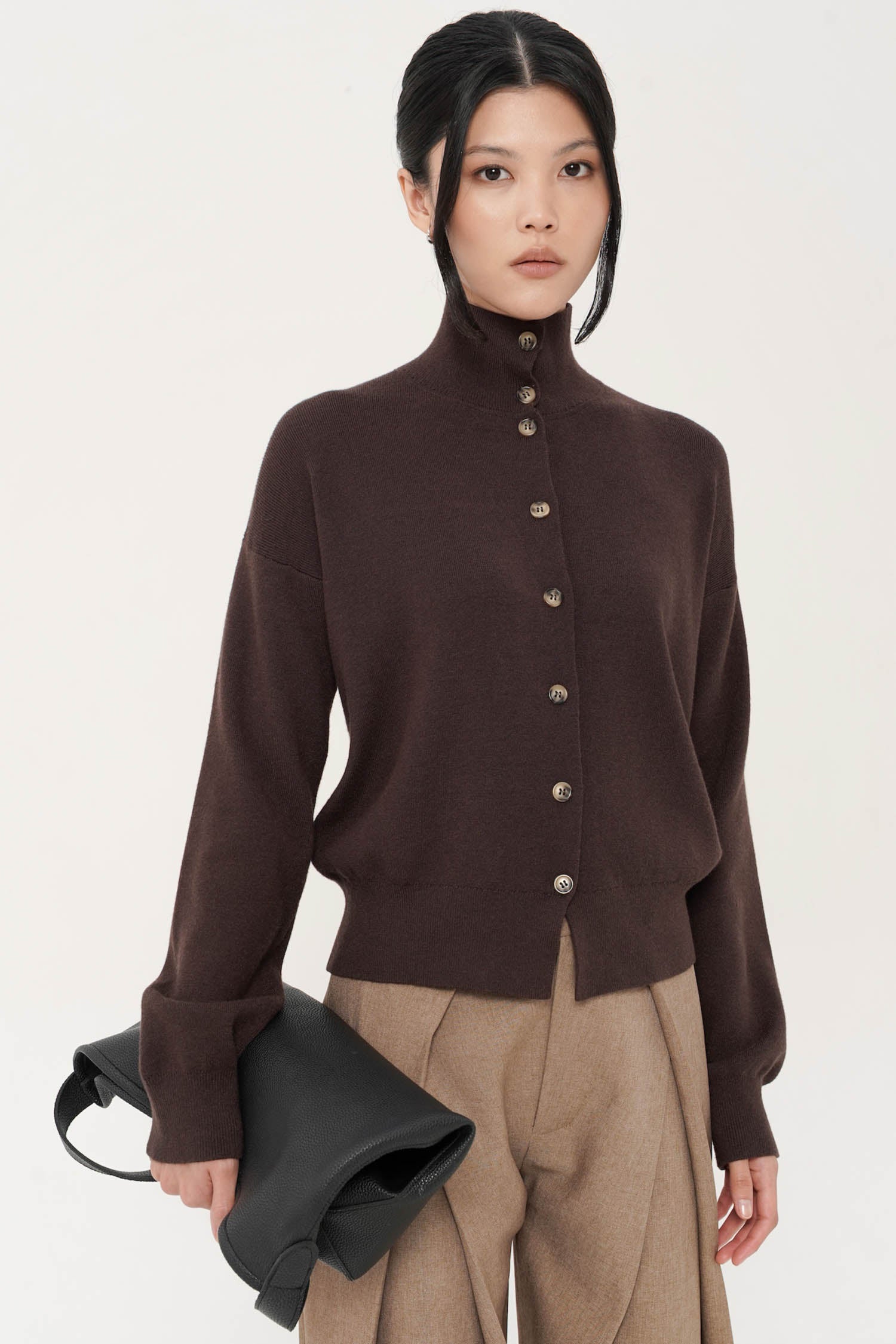 Elan Oversized Cardigan In Espresso