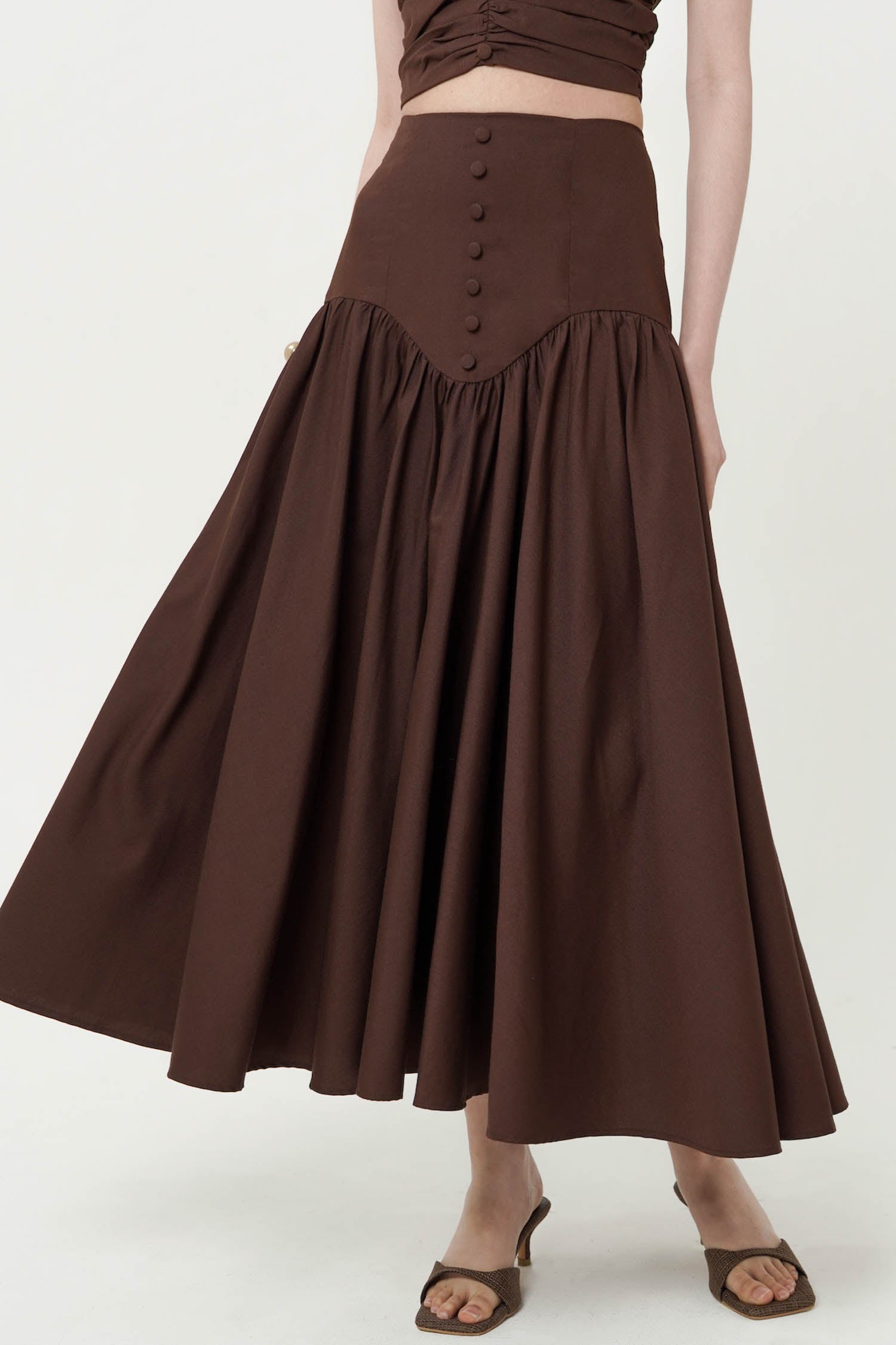Eulalia Gathered Maxi Skirt In Espresso
