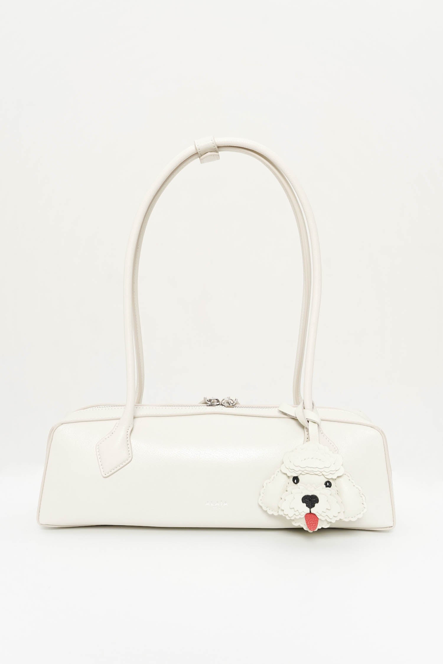 Le Fleur Poodle Leather Bag Charm In White