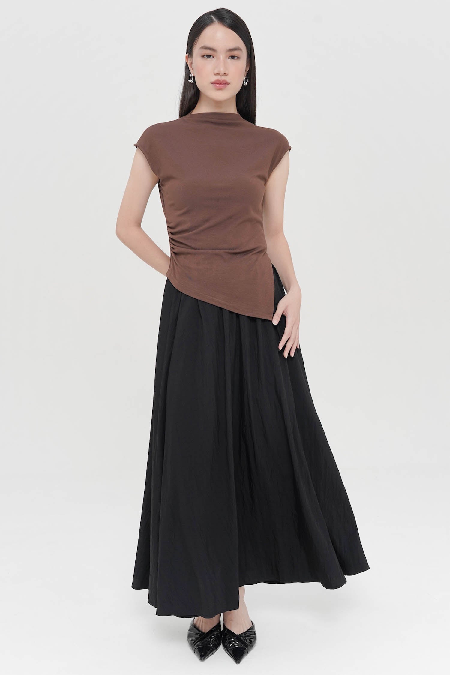 Idra Ruched Top In Espresso