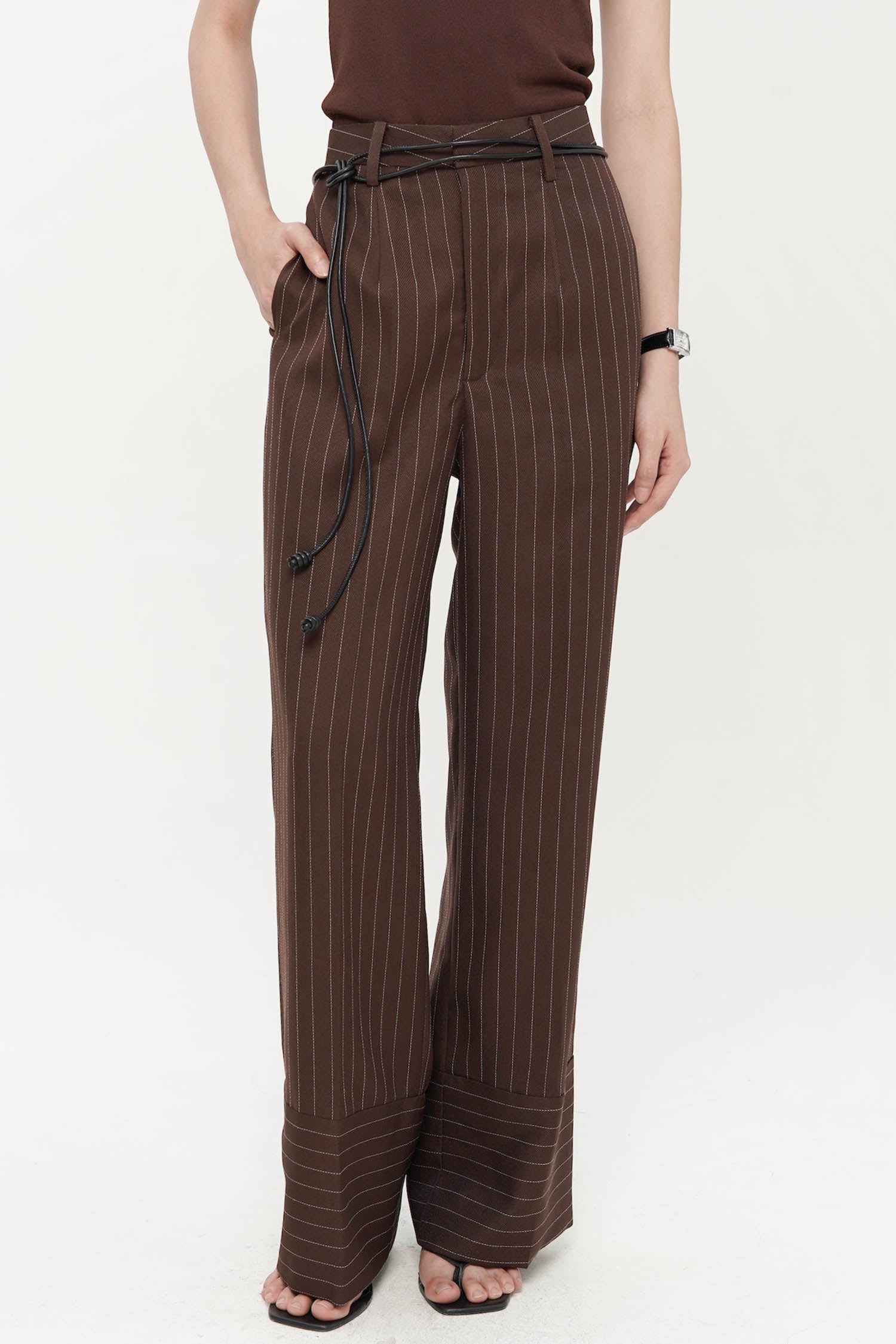 Quinto Trouser In Espresso Stripes