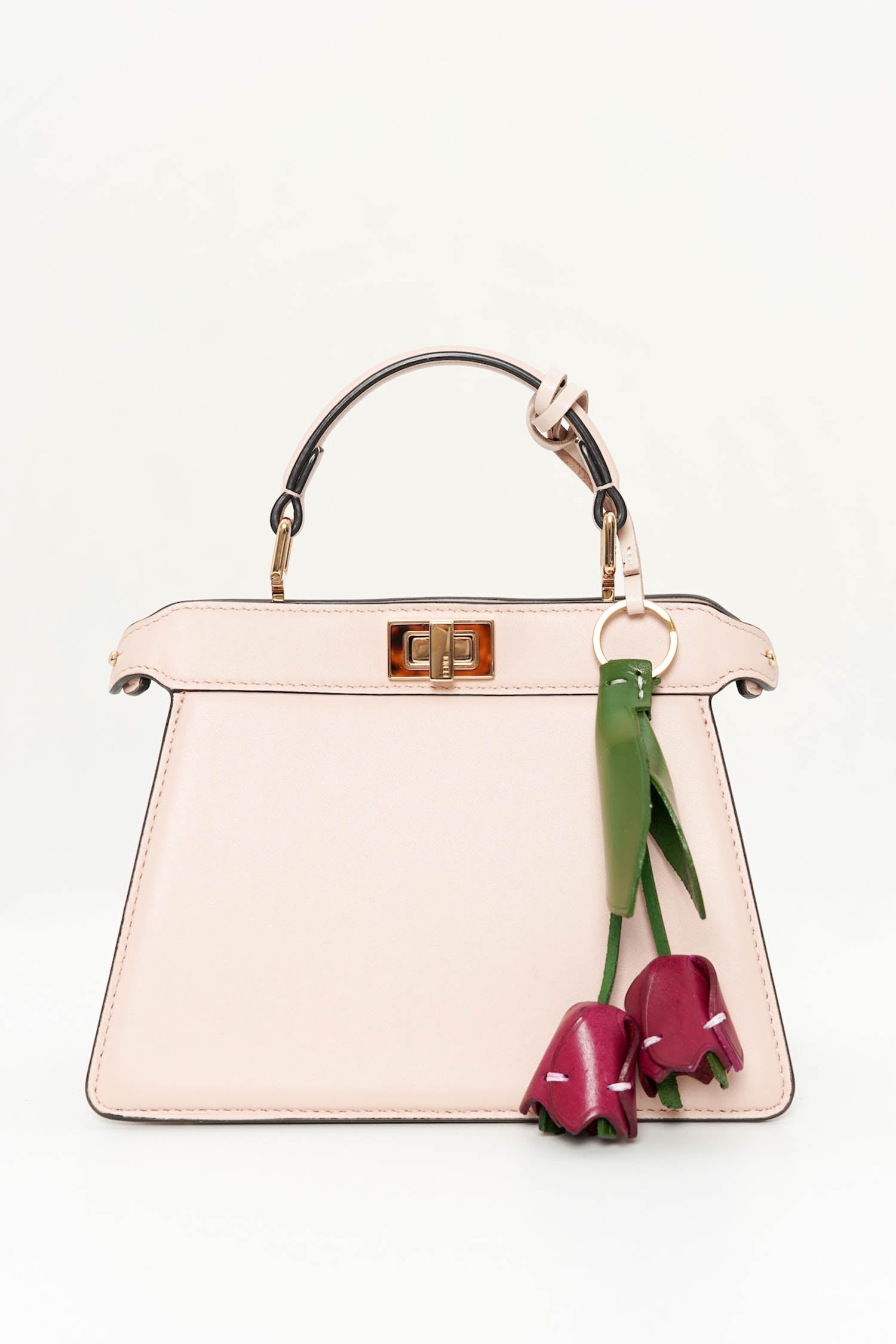 Tulip Petal Bloom Leather Charm In Plum