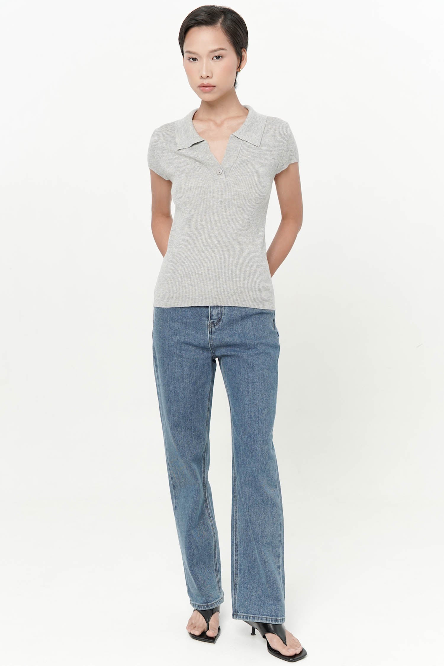 Sabine Knit Top In Light Grey
